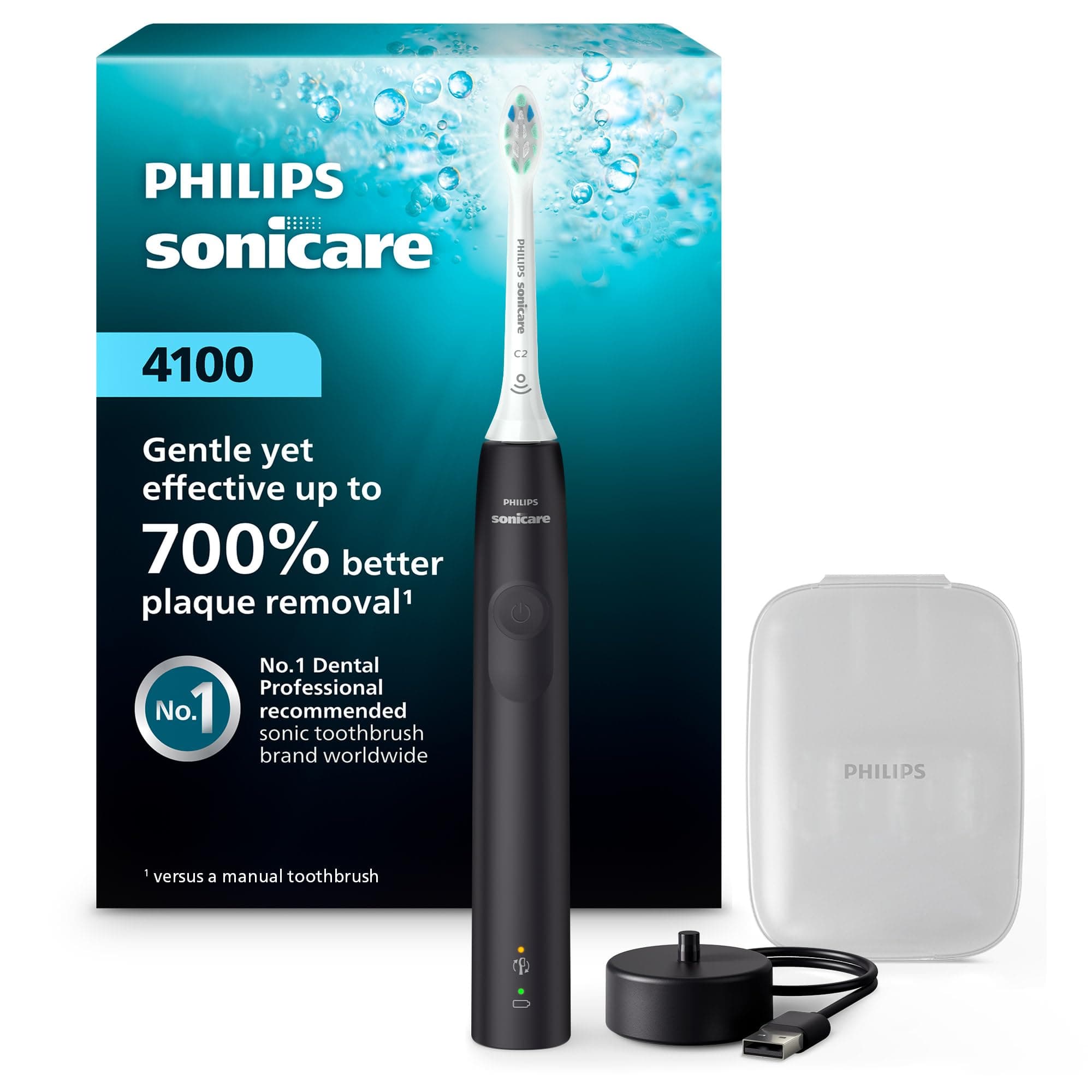 4100 Power Toothbrush, Black, Plus Brush Head Case