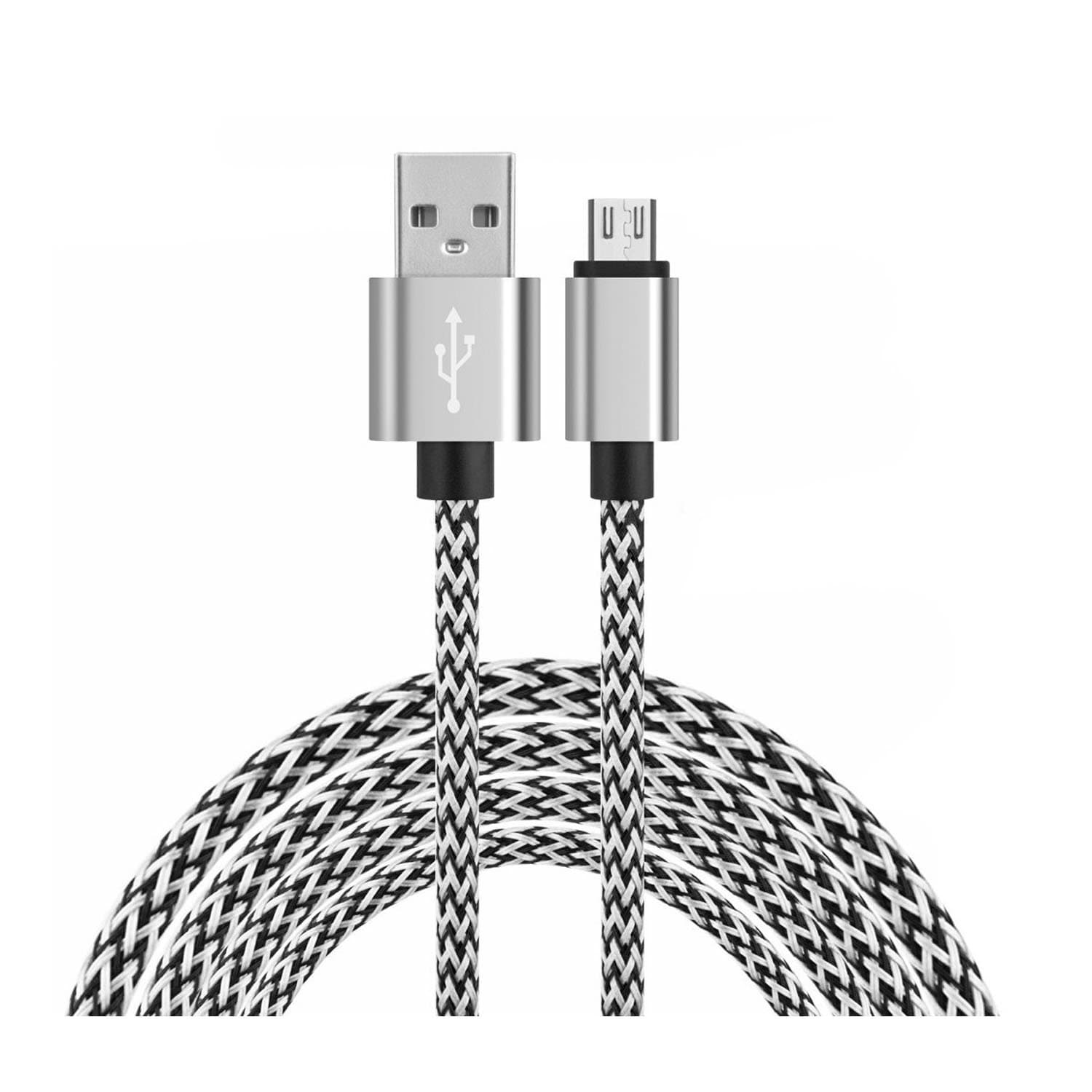 Micro USB Cable, Syliver High Speed 2.0 A Male to Micro B Sync & Charging Nylon Braided Cable,with 56k Ohm Pull-up Resistor,for Smartphone&Tablets [Silver] (6.6FT)