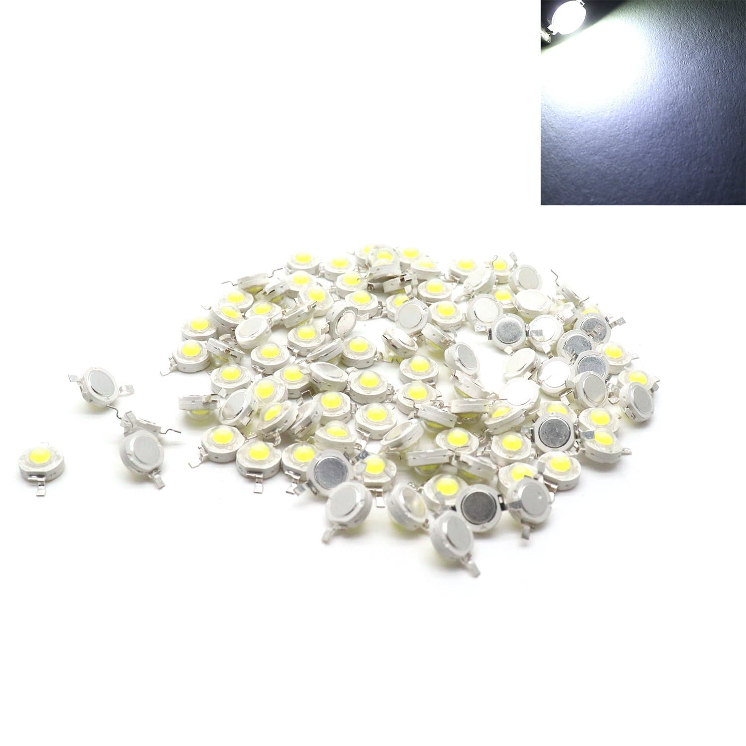 Xiaoyztan 100 Pcs LED Bead Chips DC 3.0-3.2V 280mA 1W Emitting Diodes LED Emitters Tiny LED Lamp Beads (White Light)