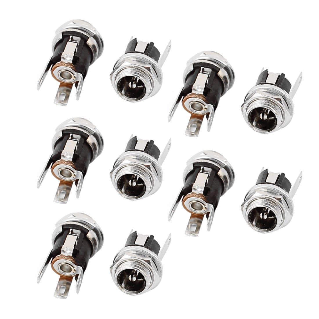 10Pcs 5.5mm x 2.1mm 3 Terminals DC Power Socket Mount Connector W Nuts DC-053A (10 Unids 5.5mm x 2.1mm 3 Terminales Conector de Montaje de Enchufe de Alimentación DC Tuercas W DC-053A