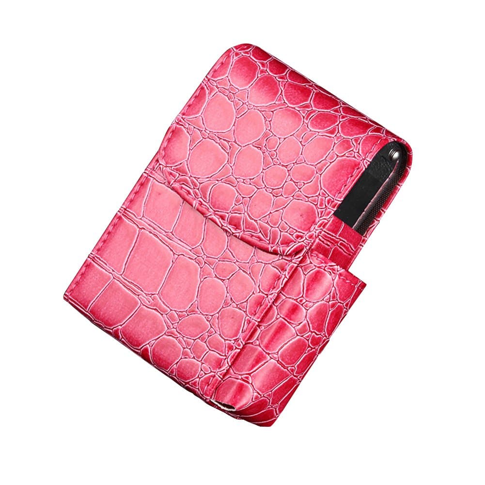 Cigarette Case, Boshiho PU Leather Cigarette Box with Lighter Holder Pouch Flip Top Tobacco Holder Metal Regular 20 Cigarettes Case Mothers Day Gift (Red)
