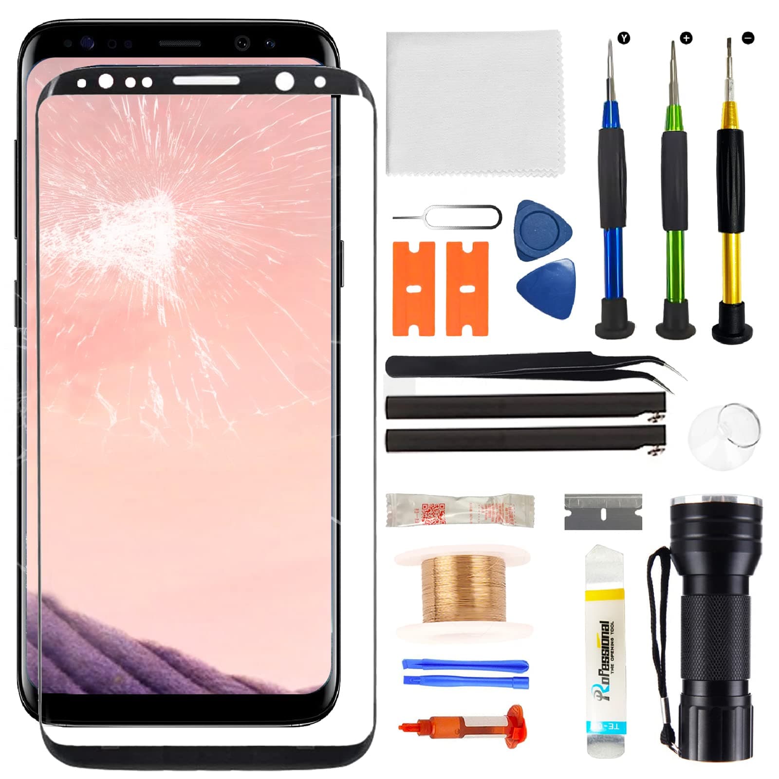 Zgxhga for Samsung Galaxy S8 Plus Screen Replacement,Replacement Screen for Galaxy S8 Plus Series 6.2 inch,Tempered Glass Replacement Kit with Repair Tools(NO OLED & Touch Digitizer)