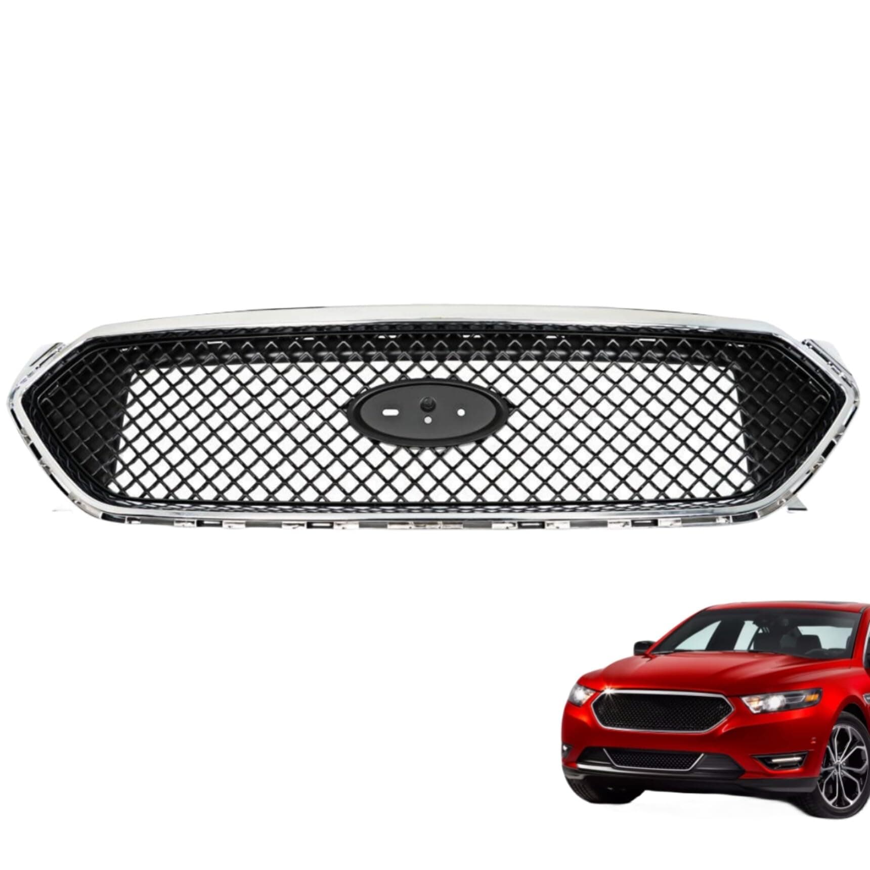 Upper Chrome and Black Grille Grill Replacement for 2013-2019 Taurus SHO