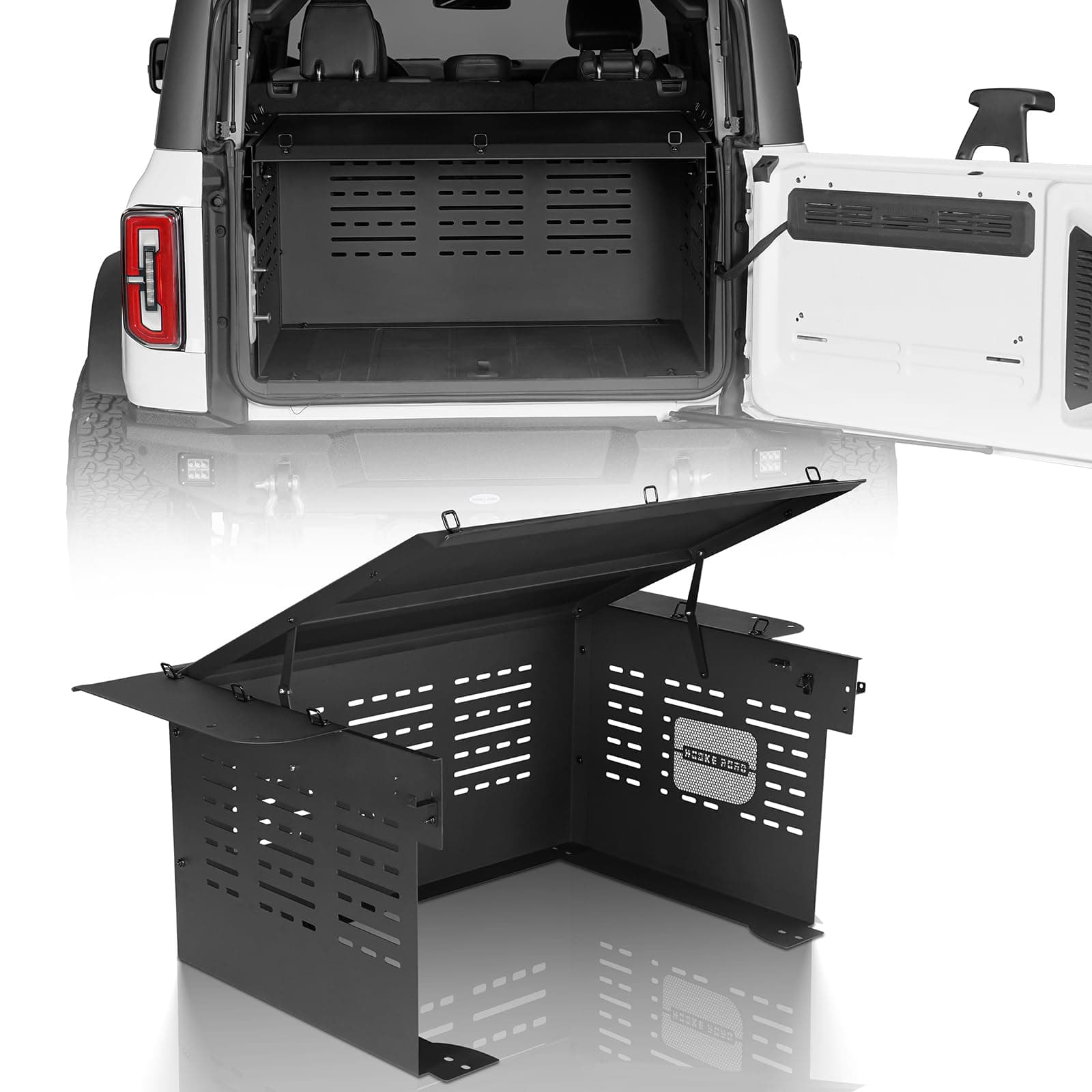 u-Box Bronco Rear Cargo Rack Trunk Security Deck Enclosure Luggage Storage for 2021 2022 2023 2024 2025 2026 Ford Bronco 4-Door Hardtop (Exclude Bronco Sport & Rapot)