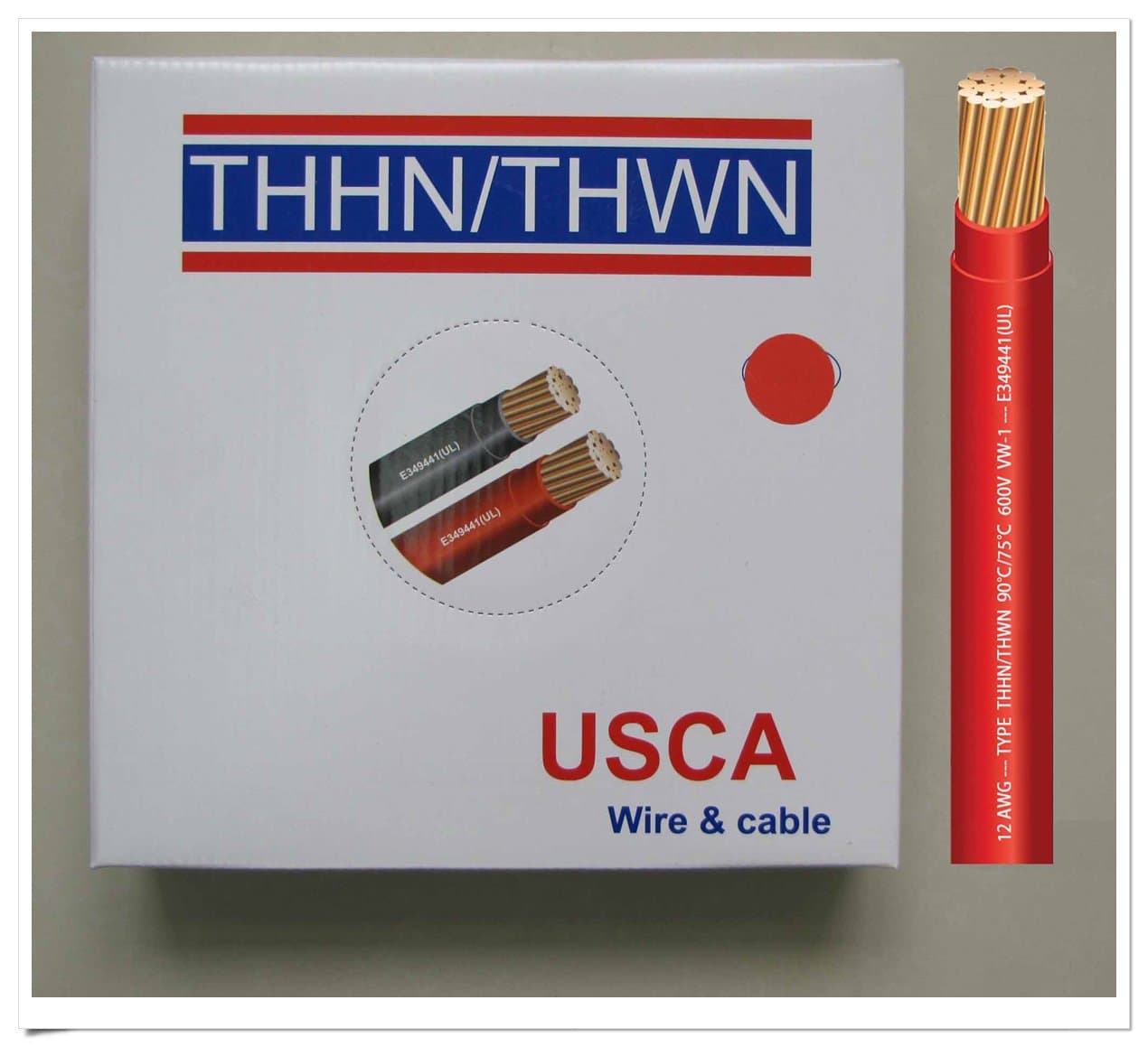 USCA Stranded THHN/THWN 12 AWG Building Wire, 500 FT, Red,600 Volt, 90C