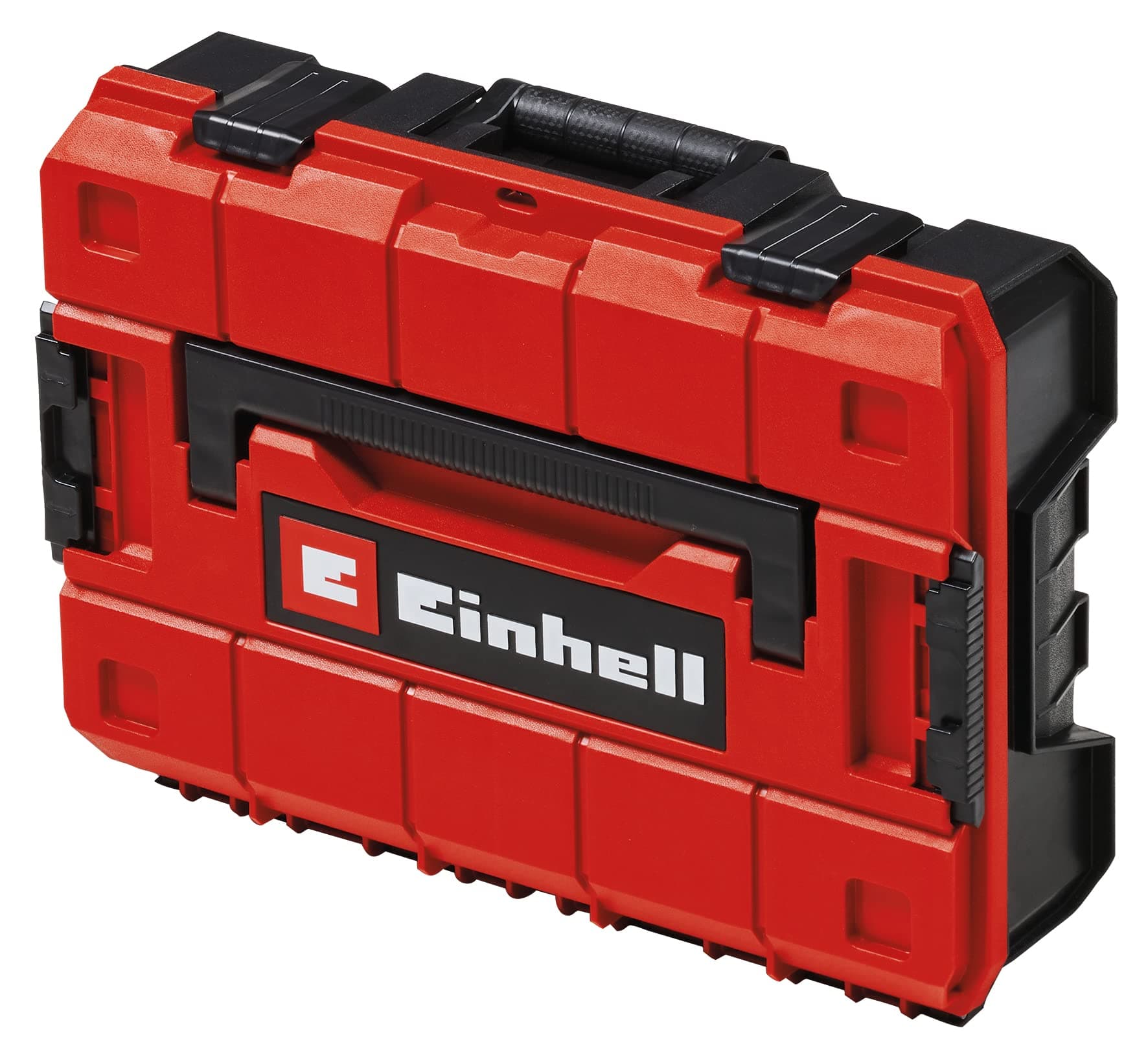 Einhell 4540011 E-Case S-F System Storage Case | Power Tool Box, Stackable, Lockable, Splash-Proof, Protective Storage And Transport Of Tools And Accessories | Includes 2 Foam Inserts, Red & Black