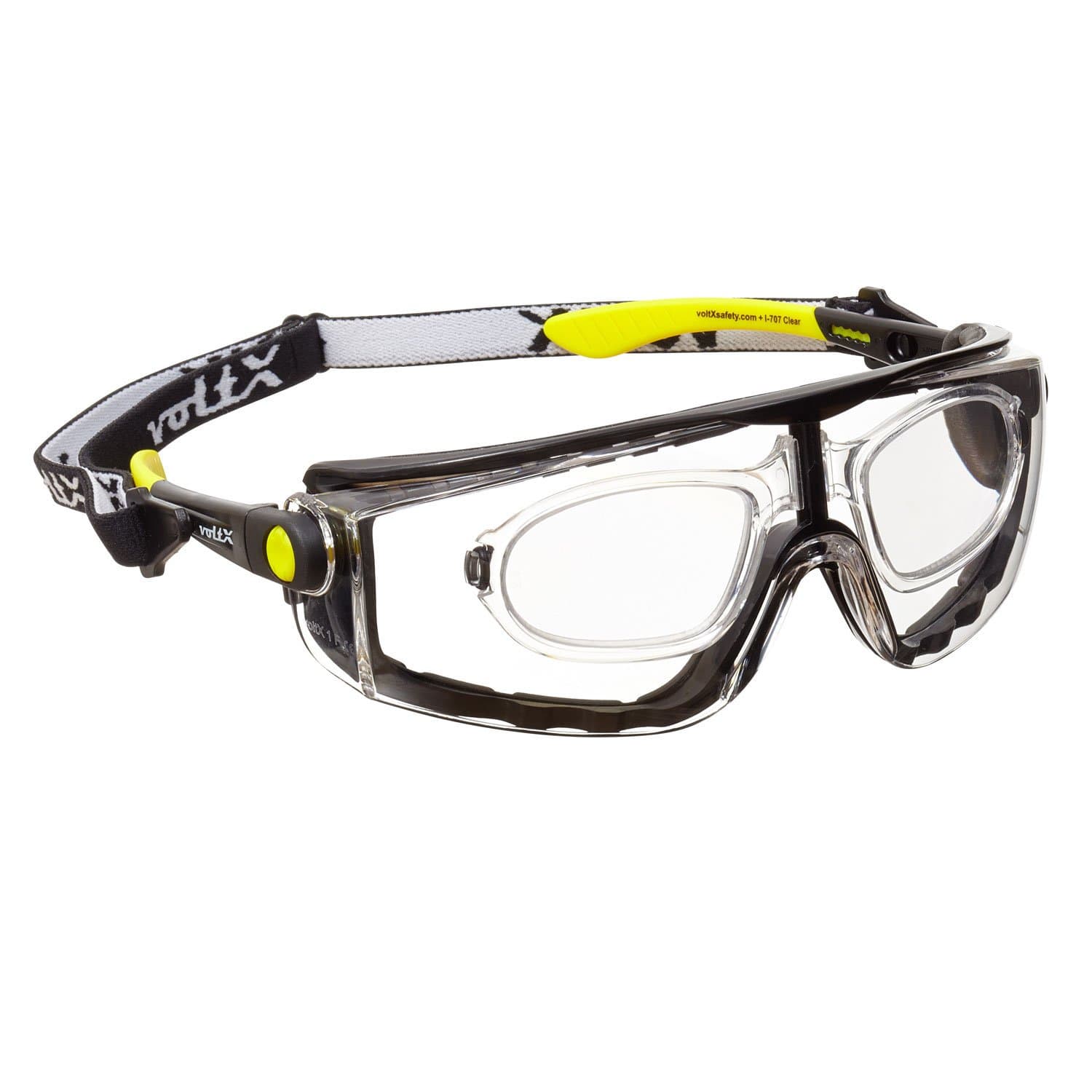voltX 'QUAD' 4 in 1, FULL LENS Reading insert Safety Glasses (+3.0 Dioptre, CLEAR LENS), with foam insert, removable headstrap, CE EN166f certified