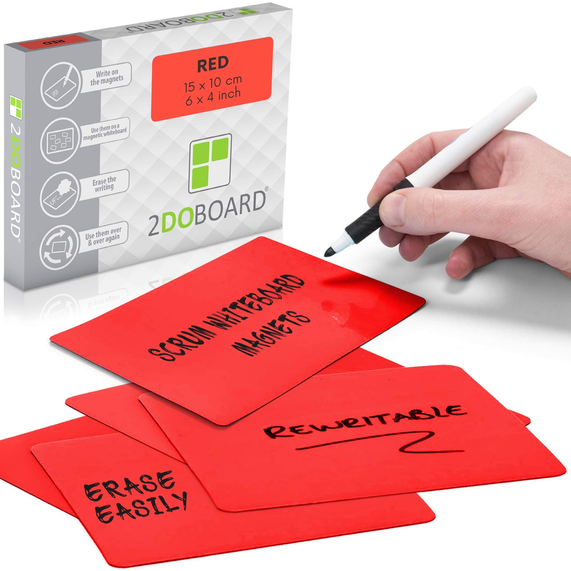 Magnetic Notes or Magnetic Sticky Notes 6 x 4 Inch - Red - Set of 25 Pieces - Easy to Clean and Reuse