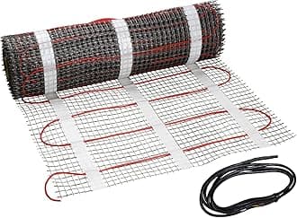 Underfloor Heating Mat - Fluoropolymer Insulated Floor Electric Heat Mats for Tile, Wood, Laminate - Indoor Home Warming Systems - Compatible with GFCI Thermostat (Thermostat not included)