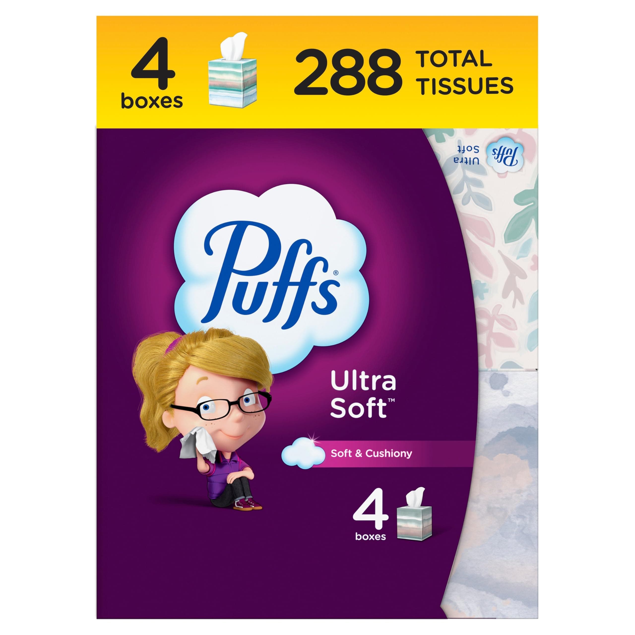Ultra Soft Facial Tissues, 4 Mega Cube Box, 72 Facial Tissues Per Box