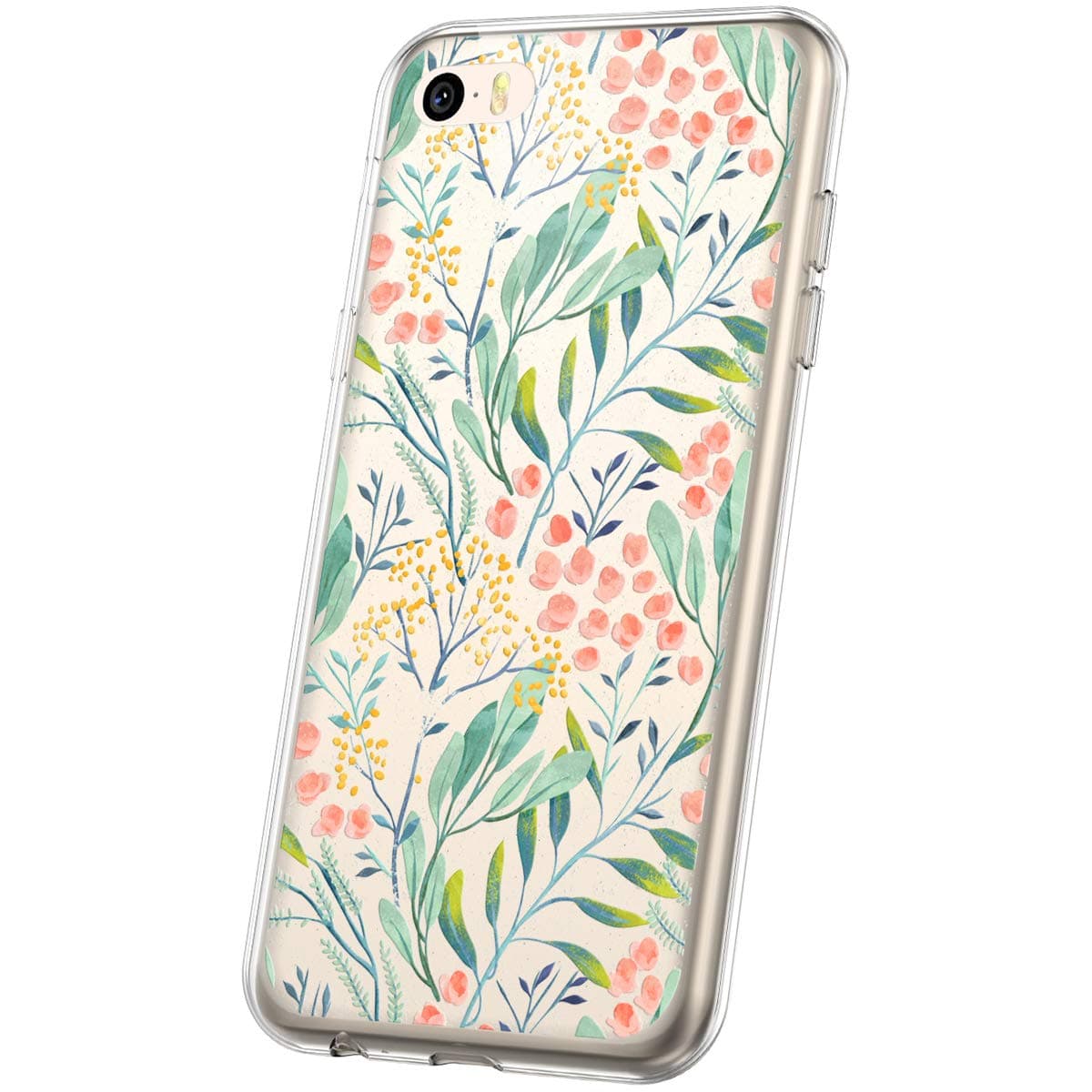 PHEZEN Case for iPhone SE,iPhone 5S Case Flower Art Design Soft Flexible Crystal Clear Floral Pattern TPU Silicone Rubber Case Ultra thin Transparent TPU Bumper Case Cover for iPhone SE/5/5S,Floral#19