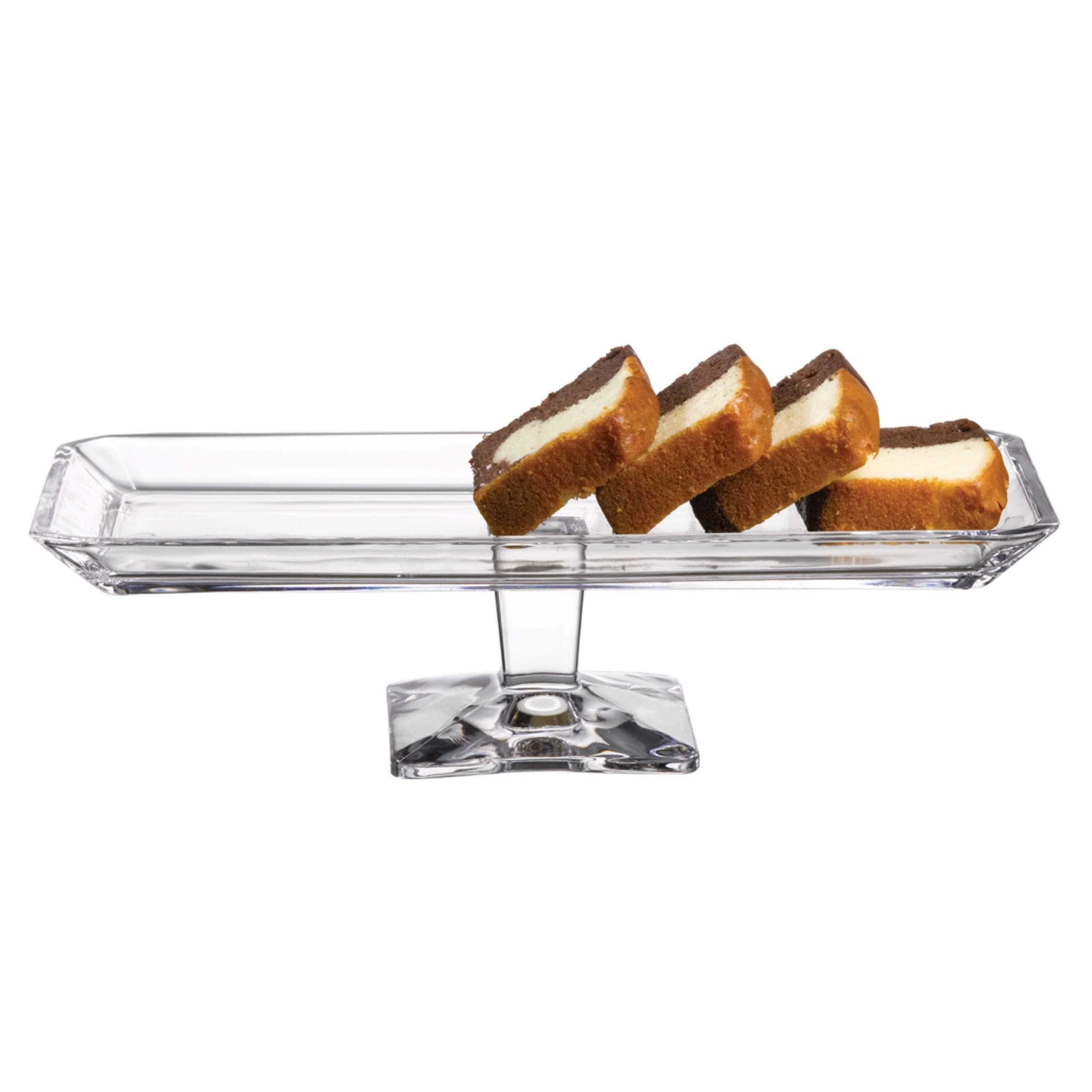 Rectangular Glass Cake Stand , Handmade, Crystal, Cookie Plate, Holder, Display Serve, Platter for Home, Cafe, Holiday, Party, Birthdays, Wedding Serving