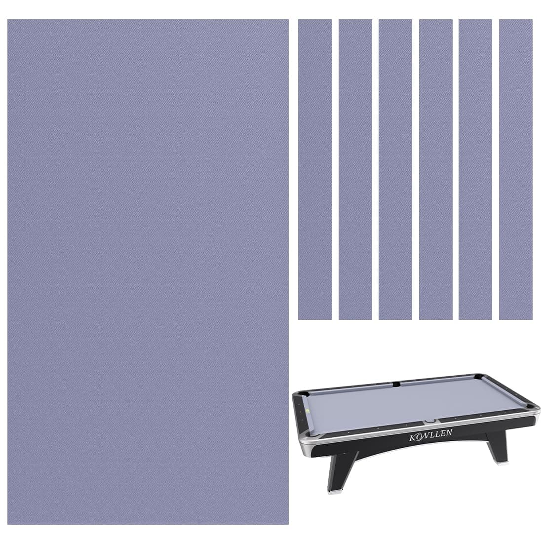 KONLLEN 9ft Pool Table Felt, 80/20 Wool Nylon Blend Billiard Table Cloth with Pre-Cut Strips, Professional Replacement Felt for Home & League Play