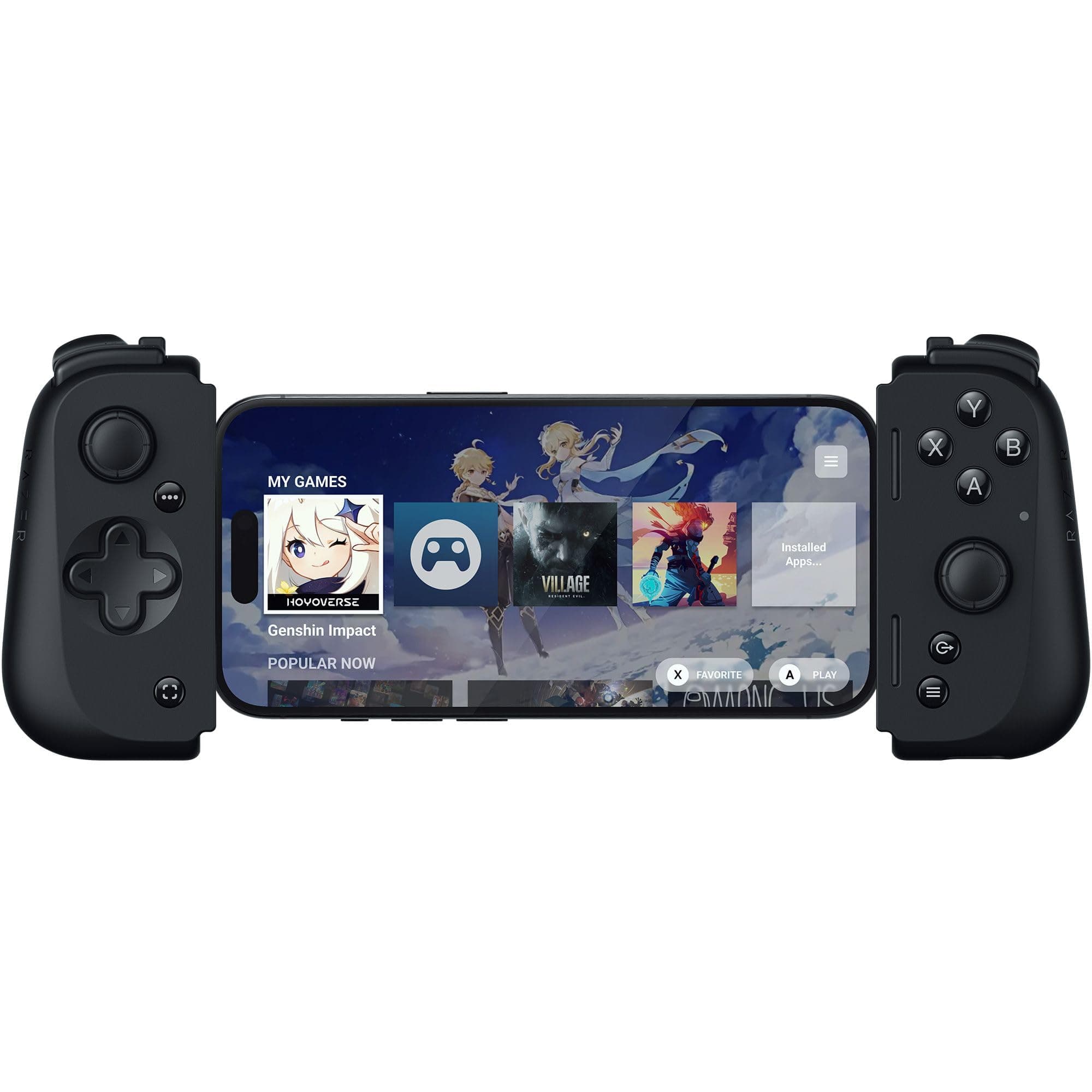 Kishi V2 - USB-C Mobile Gaming Controller for iPhone and Android (Mecha-Tactile Action Buttons, D-Pad, Analog Sticks, 3,5mm Audio Jack, Low-Latency, RGB) Black