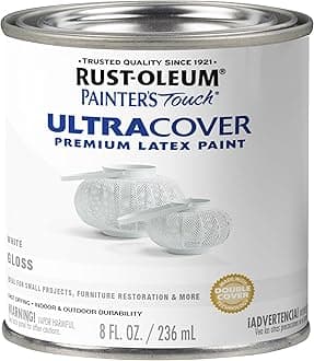 Rust-Oleum 1992730 Painter's Touch Latex Paint, Half Pint, Gloss White 8 Fl Oz (Pack of 1)