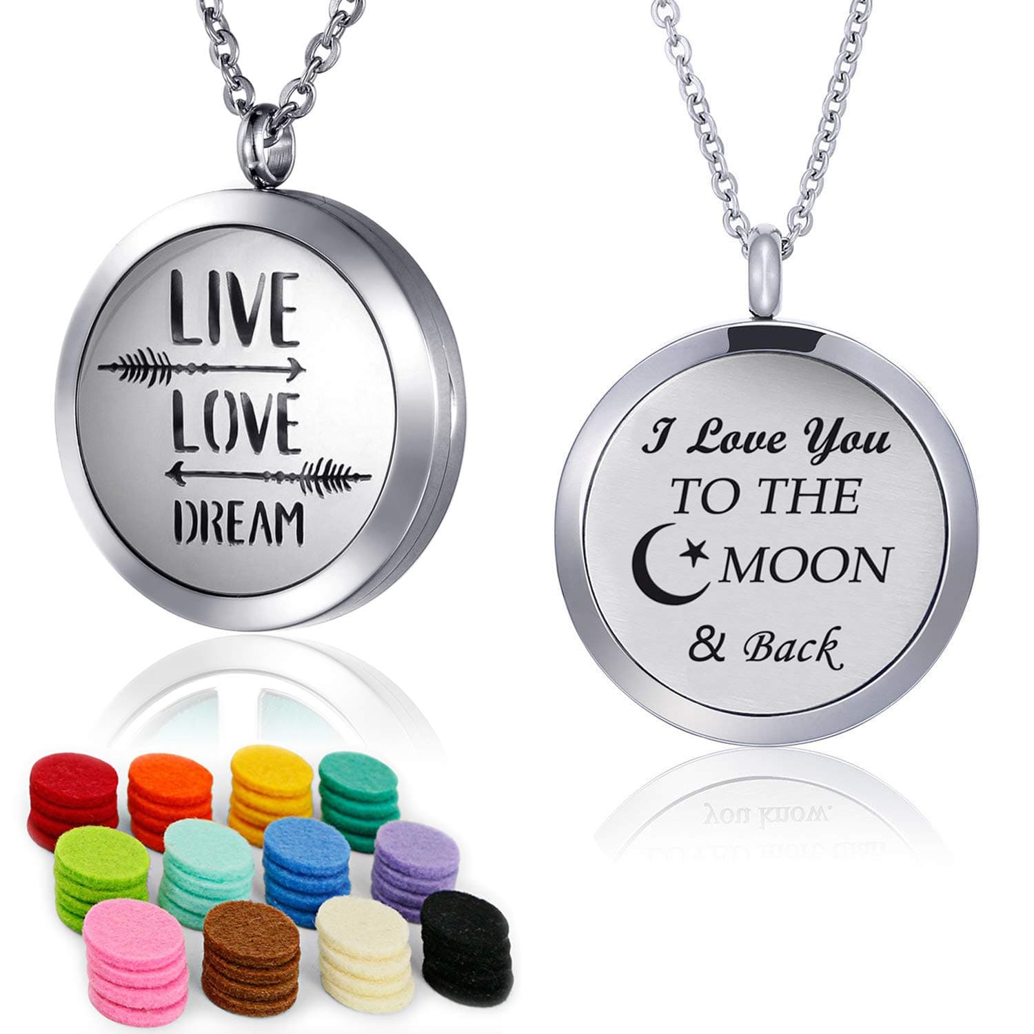 YOUFENG JewelleryEssential Oil Diffuser Necklace Pendant Aromatherapy Diffuser Locket 49 Pads Women Jewellery Gift for Mum