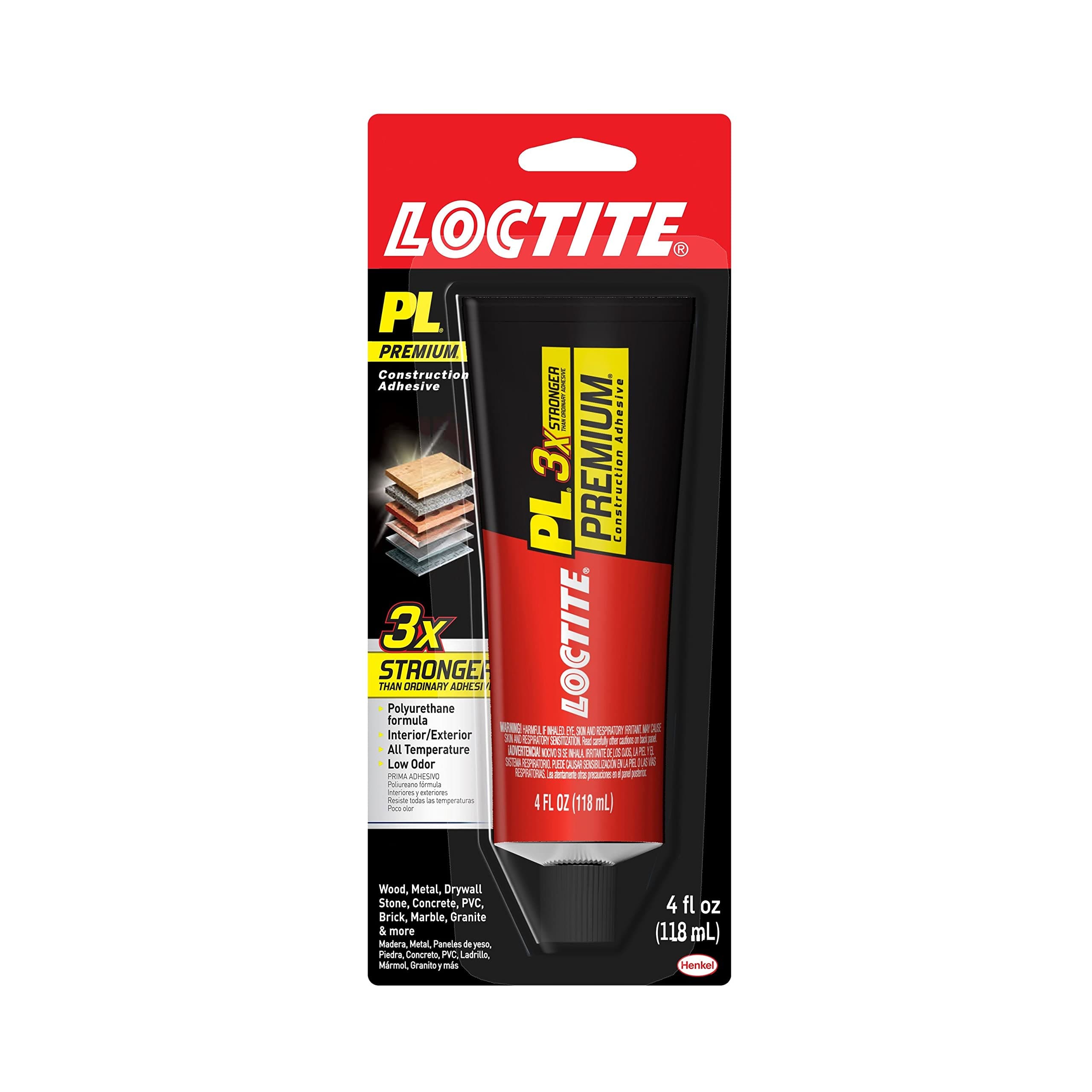 Loctite PL Premium Polyurethane Construction Adhesive, 4 fl oz Squeeze Tube, 1 Pack