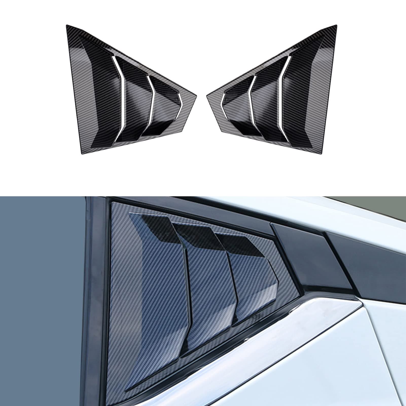 Rear Side Window Louvers Racing Style Triangular Window Glass Blinds for Nissan Altima 2019 2020 2021 2022 2023 2024, ABS Carbon Fiber, 2pcs