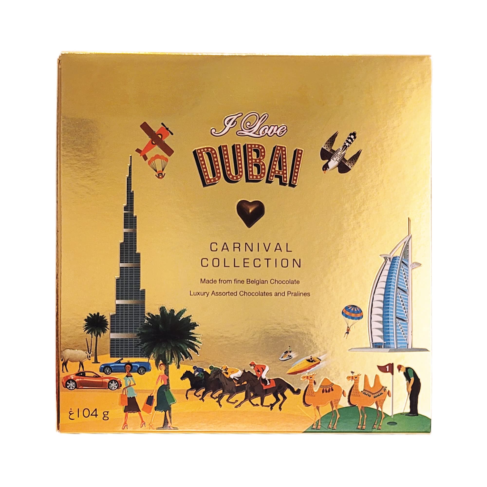 I Love Dubai 9 pcs Chocolate Gift Box | Premium Assorted Pralines in Milk and White Chocolate | Chocolates Box