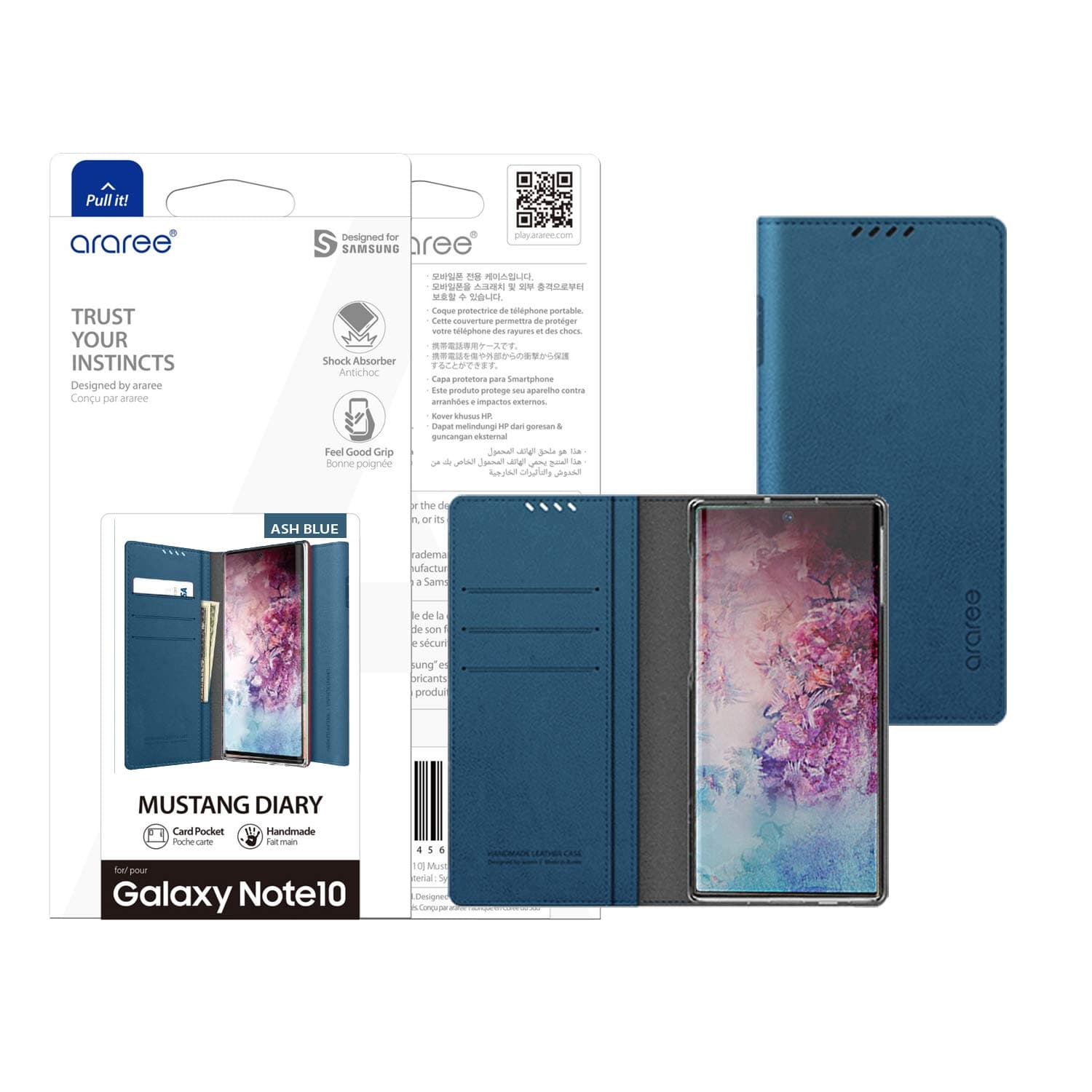 Samsung Galaxy Note 10 Araree Mustang Diary Flip Case Cover (Ash Blue)