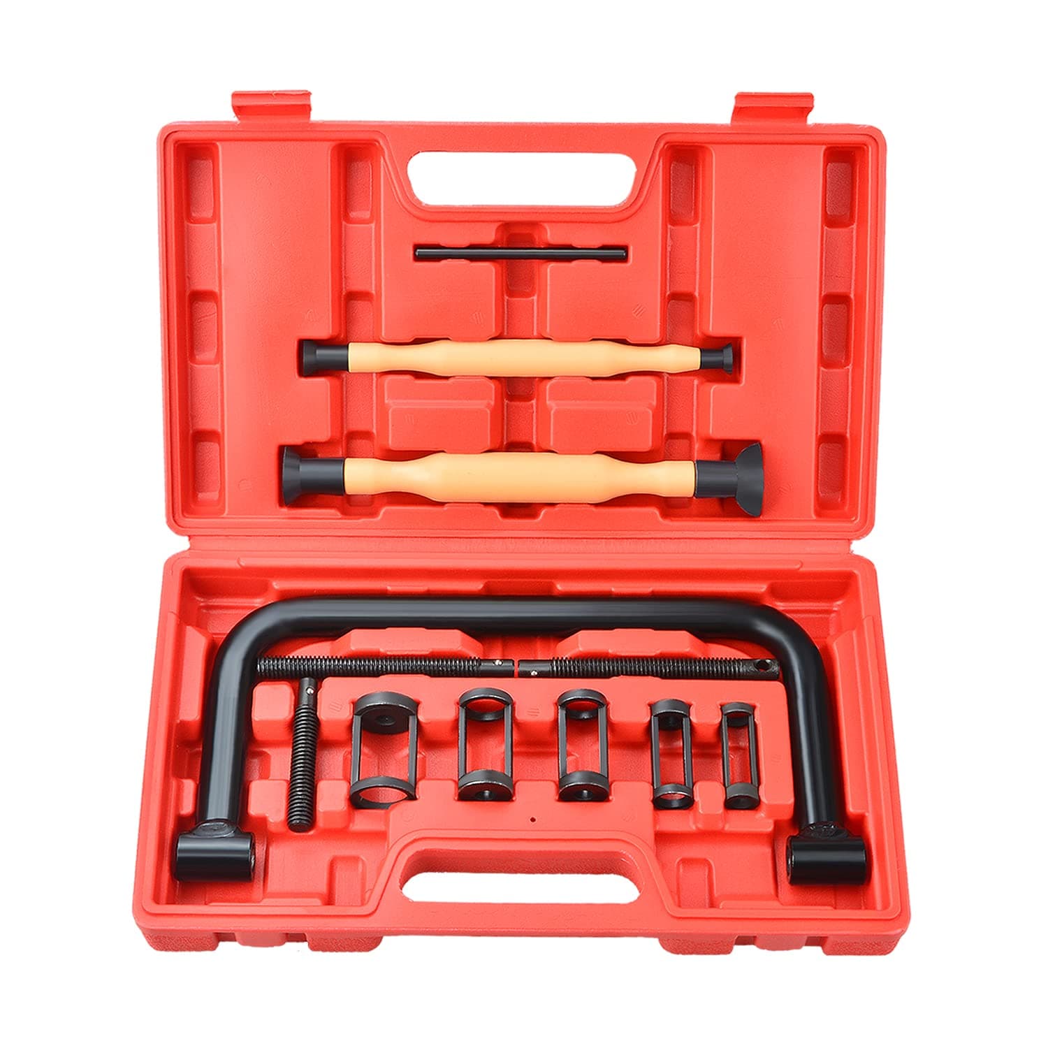 12Pcs Valve Spring Compressor tools Kit, Auto Compression C-Clamp Tool Service Set with Valve Lapping Grinding Stick Tool, for Motorcycle, Car, ATVs, Trucks