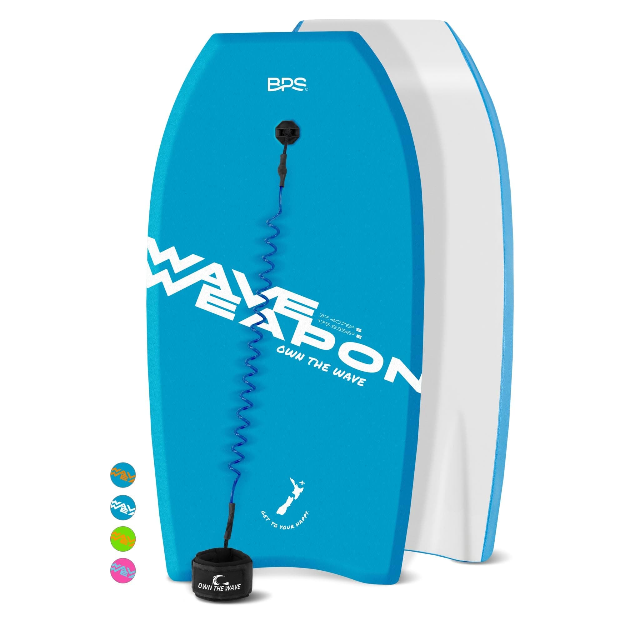 Wave Weapon' Body Board for All Wave Conditions - Lightweight with EPS Core HDPE Slick Bottom Body Boards for Beach with Wrist Leash and Plug for Kids and Adults