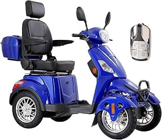 Mobility Scooters for Adults & Seniors, Heavy Duty 4-Wheel 3 Speed Medical Electric Powered Device 800W All Terrain, Elderly w/Rear Lockbox & Adjustable Seat