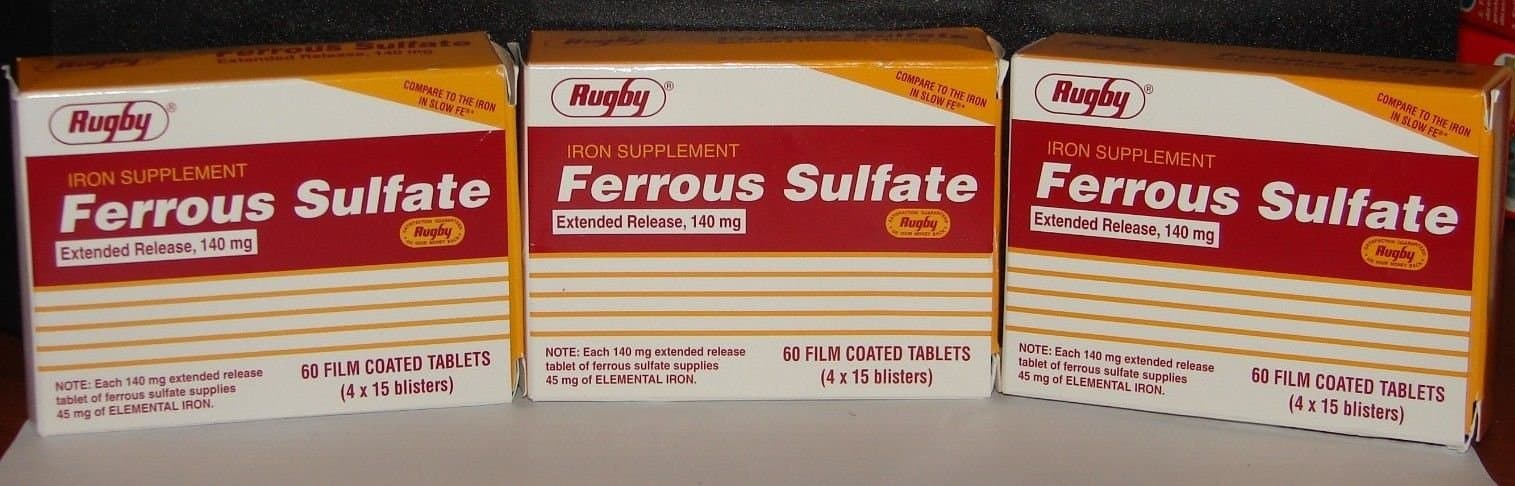 (3 Pack) Rugby Ferrous Sulfate Tablets 140 Milligram, 60 Count