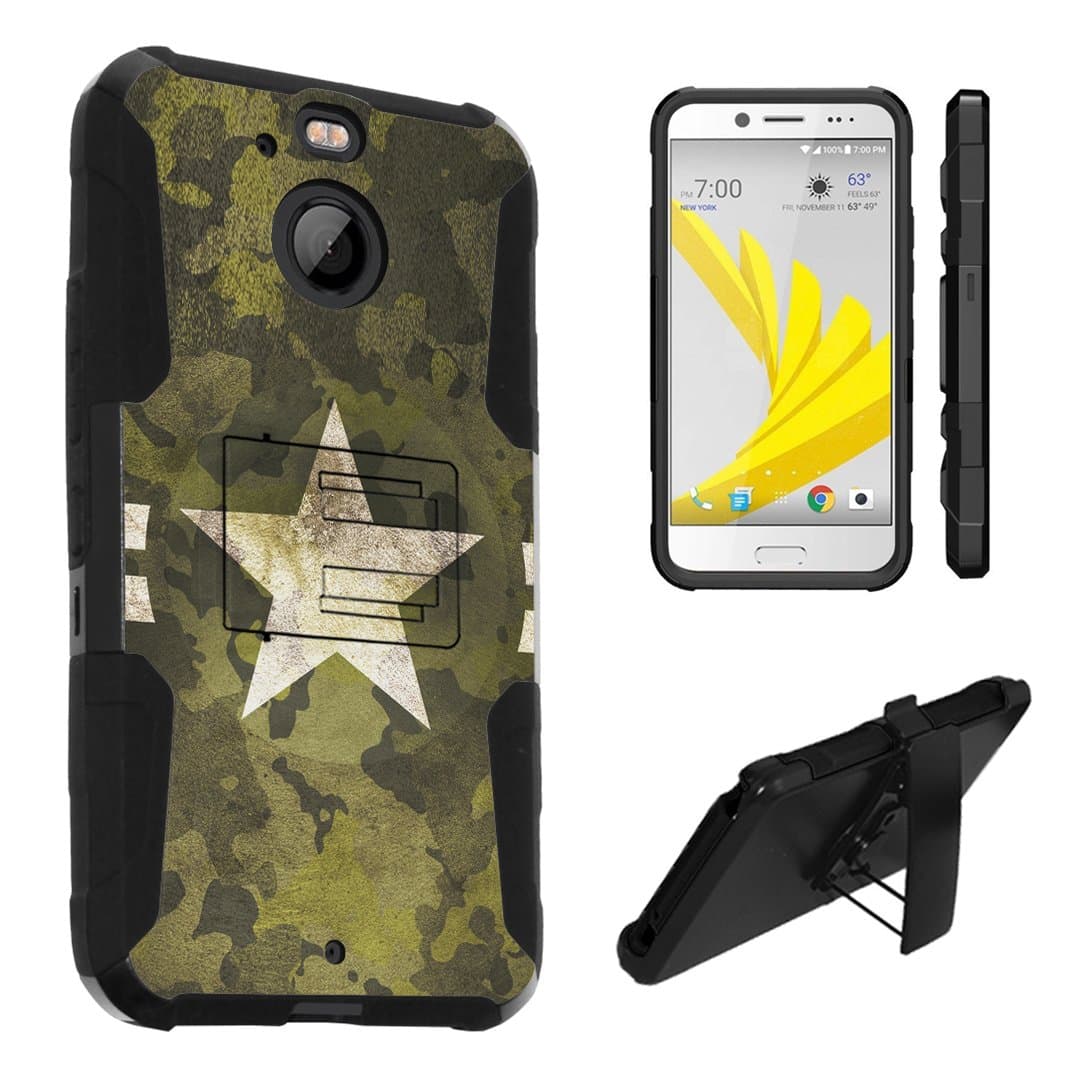 HTC Bolt Case, HTC 10 Evo Case, DuroCase Hybrid Dual Layer Combat Armor Style Kickstand Case w/ Belt Clip Holster Combo for Sprint HTC Bolt / HTC 10Evo - (Army)