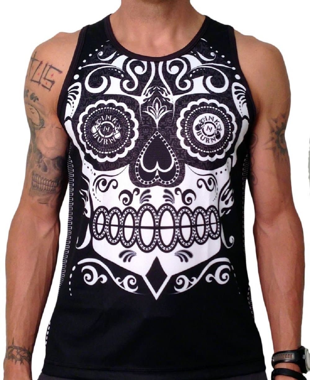 INKnBURN Men's Sugar Skull Tech Tank Top