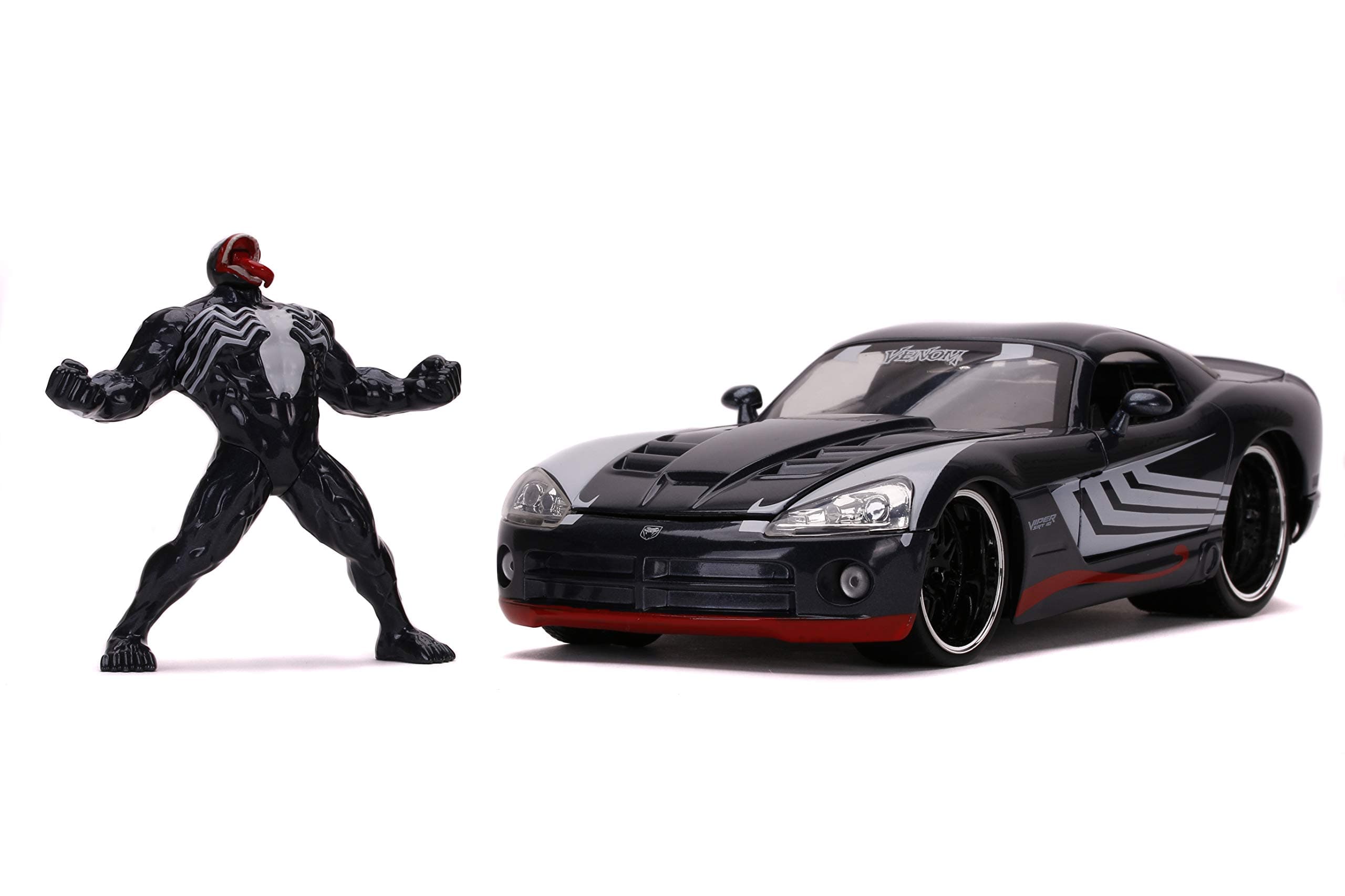Jada Marvel 1:24 Dodge Viper Die-cast Car with 2.75" Venom Figure, Toys for Kids and Adults