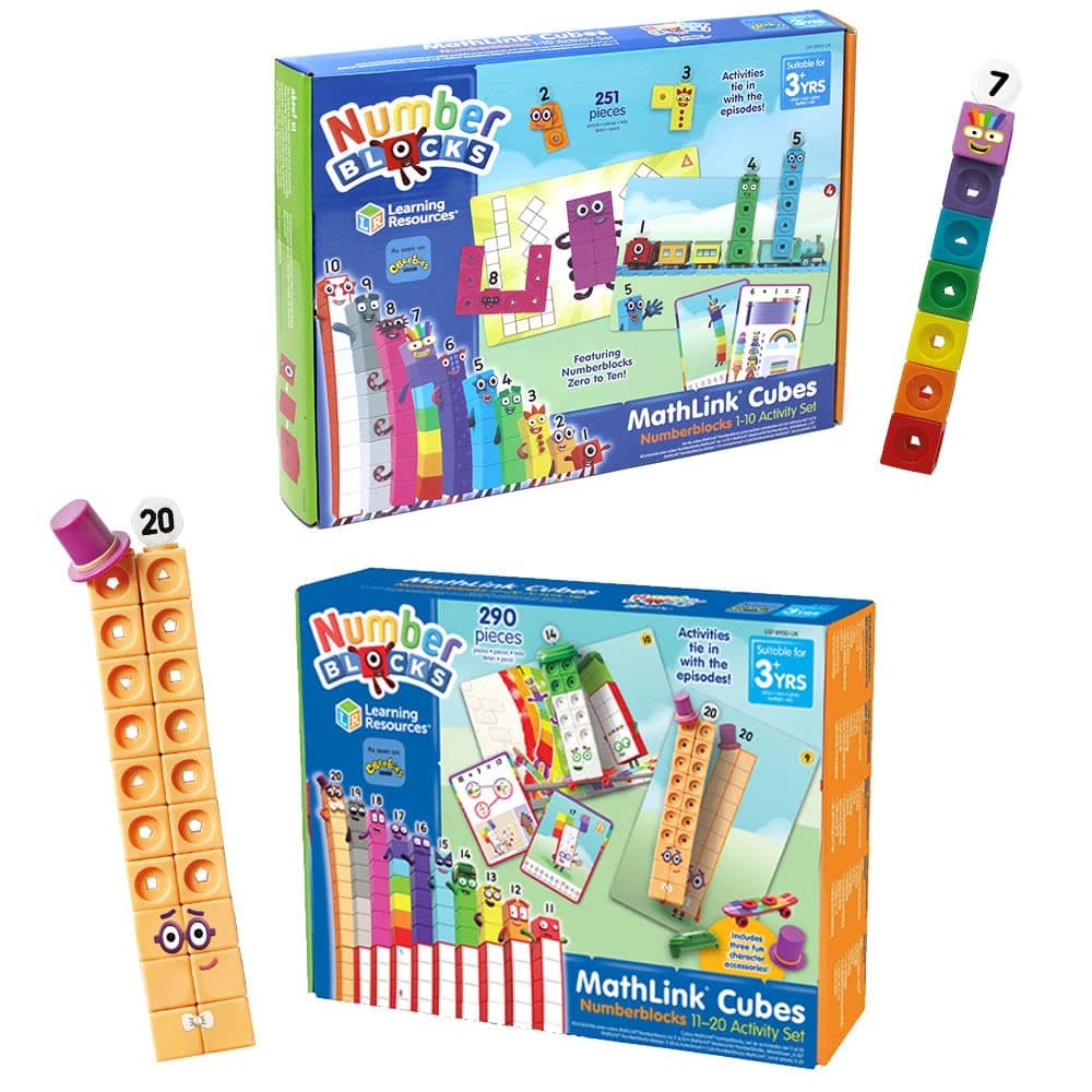 Learning Resources MathLink Cubes Numberblocks 1-10 & 11-20 Activity Set Bundle, Early Years Maths Learning, Build, Learn & Play in the Classroom & at Home, Ages 3+