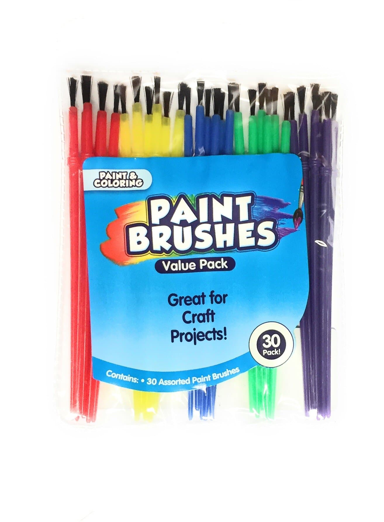 Multi-Color Paint Brush Value Pack: Paint & Coloring 30 Pack