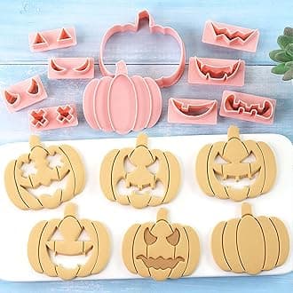 Mini Pumpkin Cookie Cutters, DIY 3d Halloween Raised Design Cookie Stamps, Cookie Cutter Set suitable for Frosting Decoration, Mini Gingerbread Pie Molds, Day of The Dead Decorations (Pumpkin)