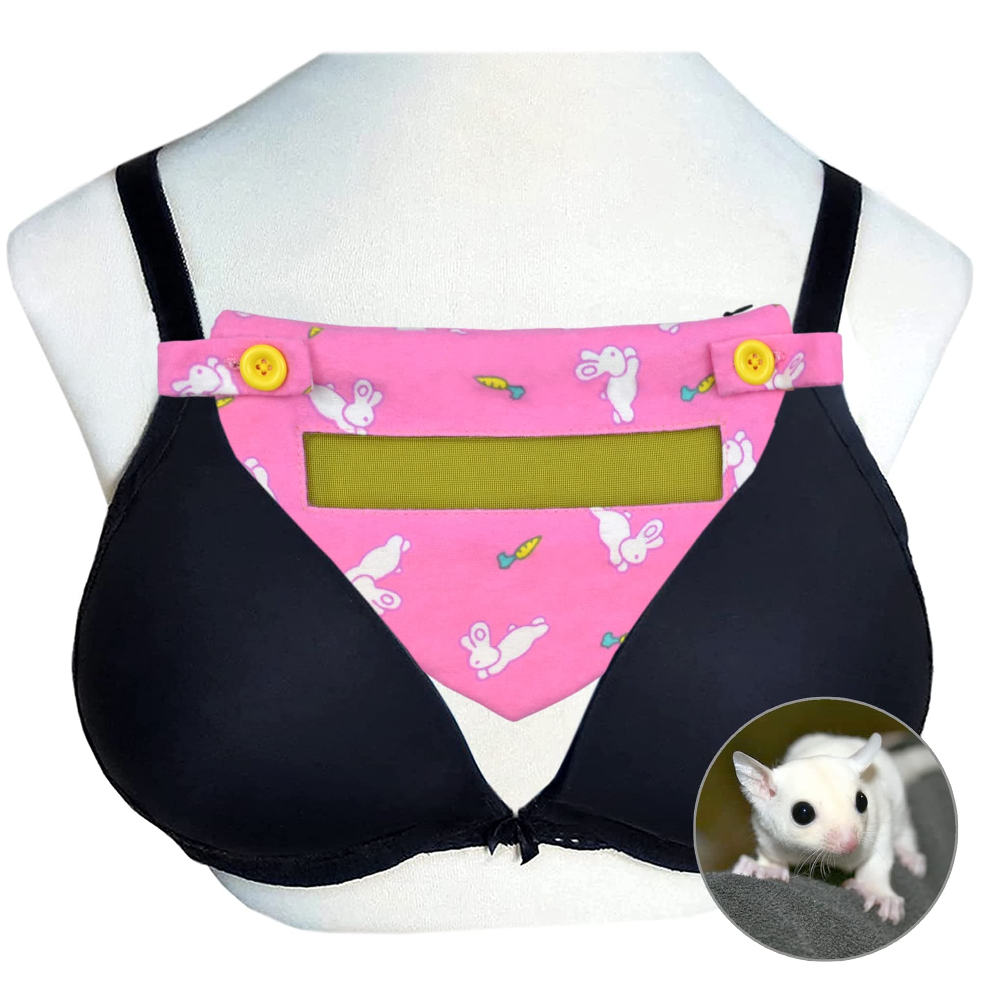 Sugar Glider Bra Pouch with Window Screen Bra Bonding Pouch for Gliders Ferret Rat Small Pets Triangle Design