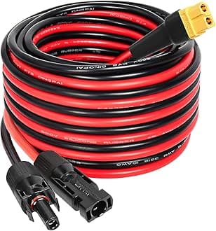 MOOKEERF Solar to XT60 Extension Cable 10AWG 25FT Solar Connector to XT60 Adapter Cable for Solar Panel to Portable Power Station Solar Generator Battery Pack