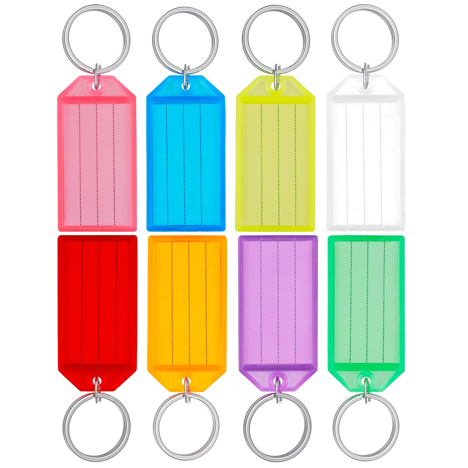 Uniclife 20 Pack Tough Plastic Key Tags with Split Ring Label Window, Assorted Colors
