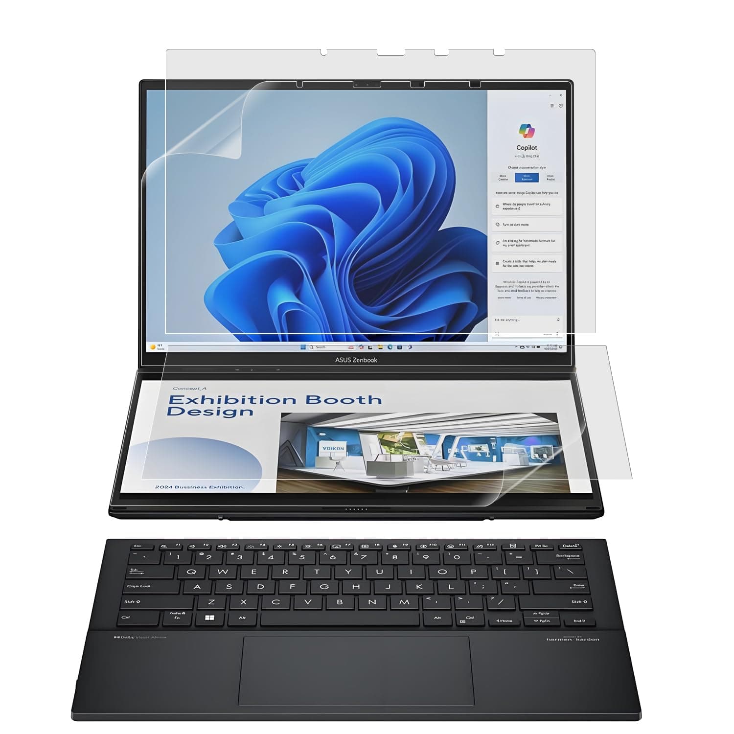 (4 Pack) Anti-Glare (Matte) Screen Protector for New 2025-2024 ASUS Zenbook Duo Dual 14" 2-in-1 (UX8406) Laptops - (2 Sets - Primary and Secondary Screens)