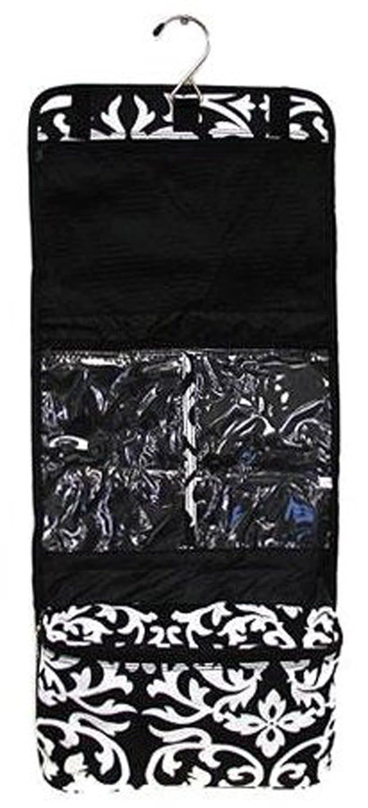 Black Damask Black Trim Cosmetic Makeup Organizer