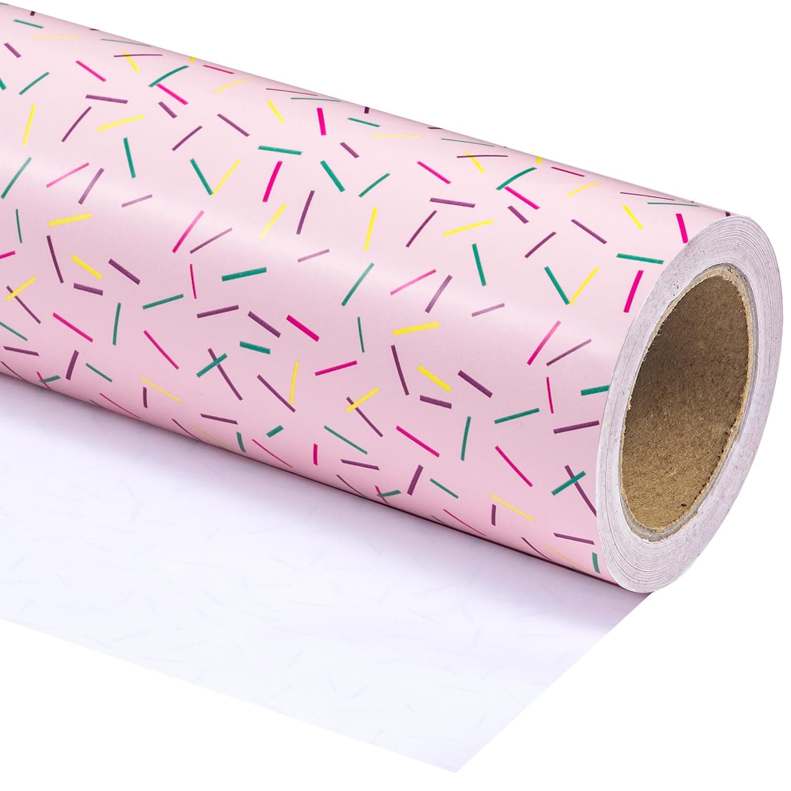 WRAPAHOLIC Wrapping Paper Roll - Mini Roll - 17 Inch x 33 Feet - Colorful Line Segment Print Design for Birthday, Party, Baby Shower