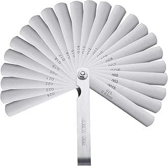 Hotop 26 Blades Stainless Steel Feeler Gauge Dual Marked Metric and Imperial Measuring Tool for Valves, Spark Plugs, Automotive Gaps(0.0015/0.04-0.025/0.635 Mm)