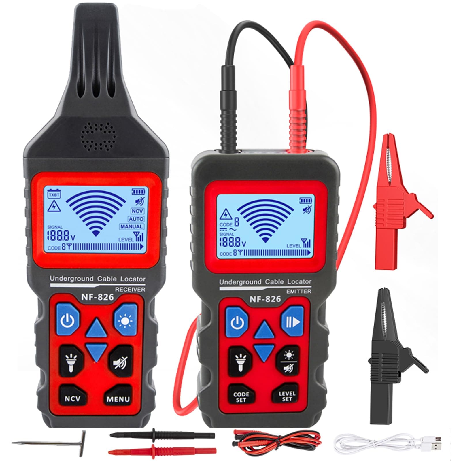 NF-826 Underground Cable Tester Locator Wire Tracker Detector, Wall and Underground Pipeline Wire Detector, Test Short Circuit Breaker of Wall and Underground Cables