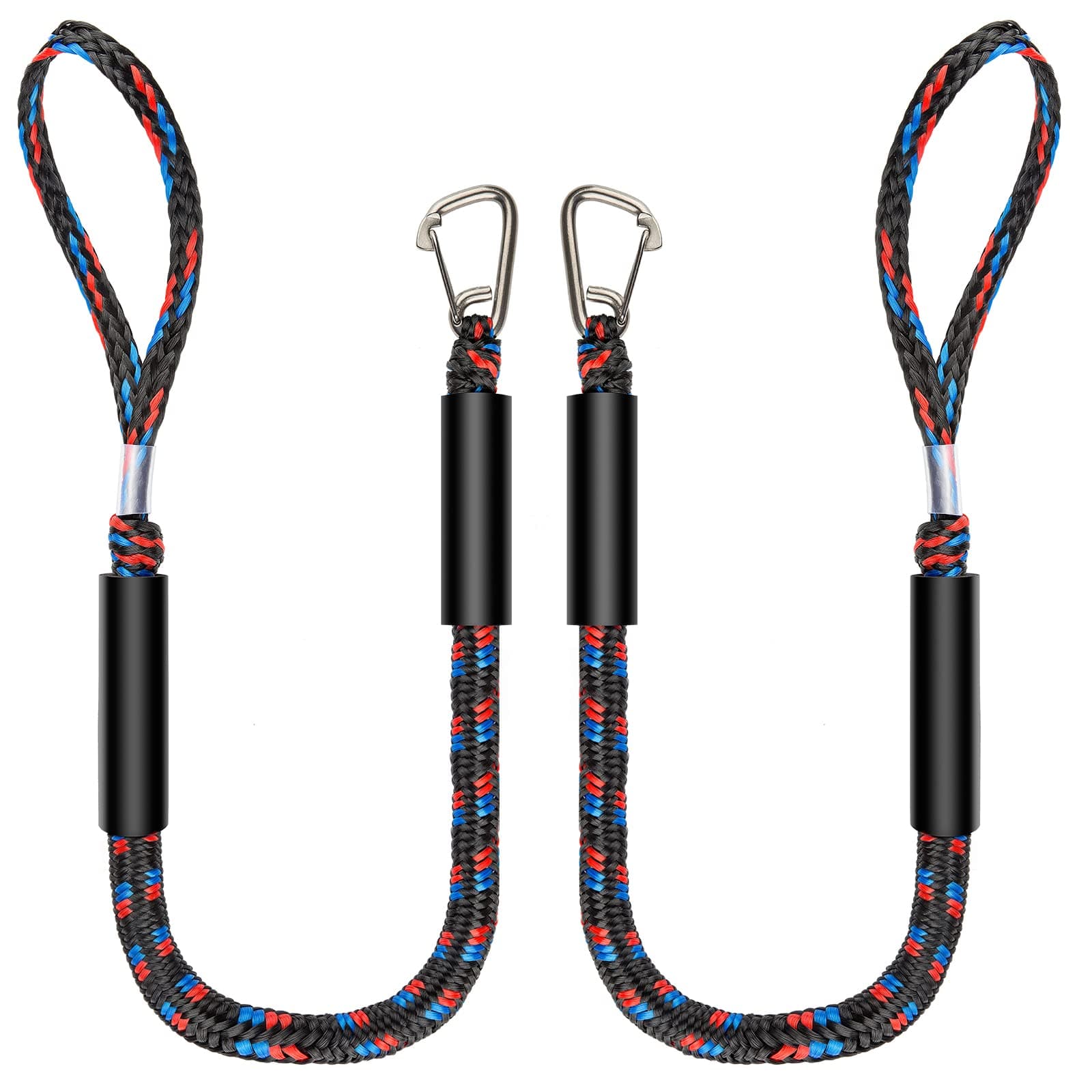 Marine Bungee Dock Lines, Boat Dock Rope, Jet Ski Accessories with Stainless Clip for for Jet Ski, SeaDoo, Yamaha WaveRunner, Kayak, Pontoon Boat, Dinghy (4 Feet)