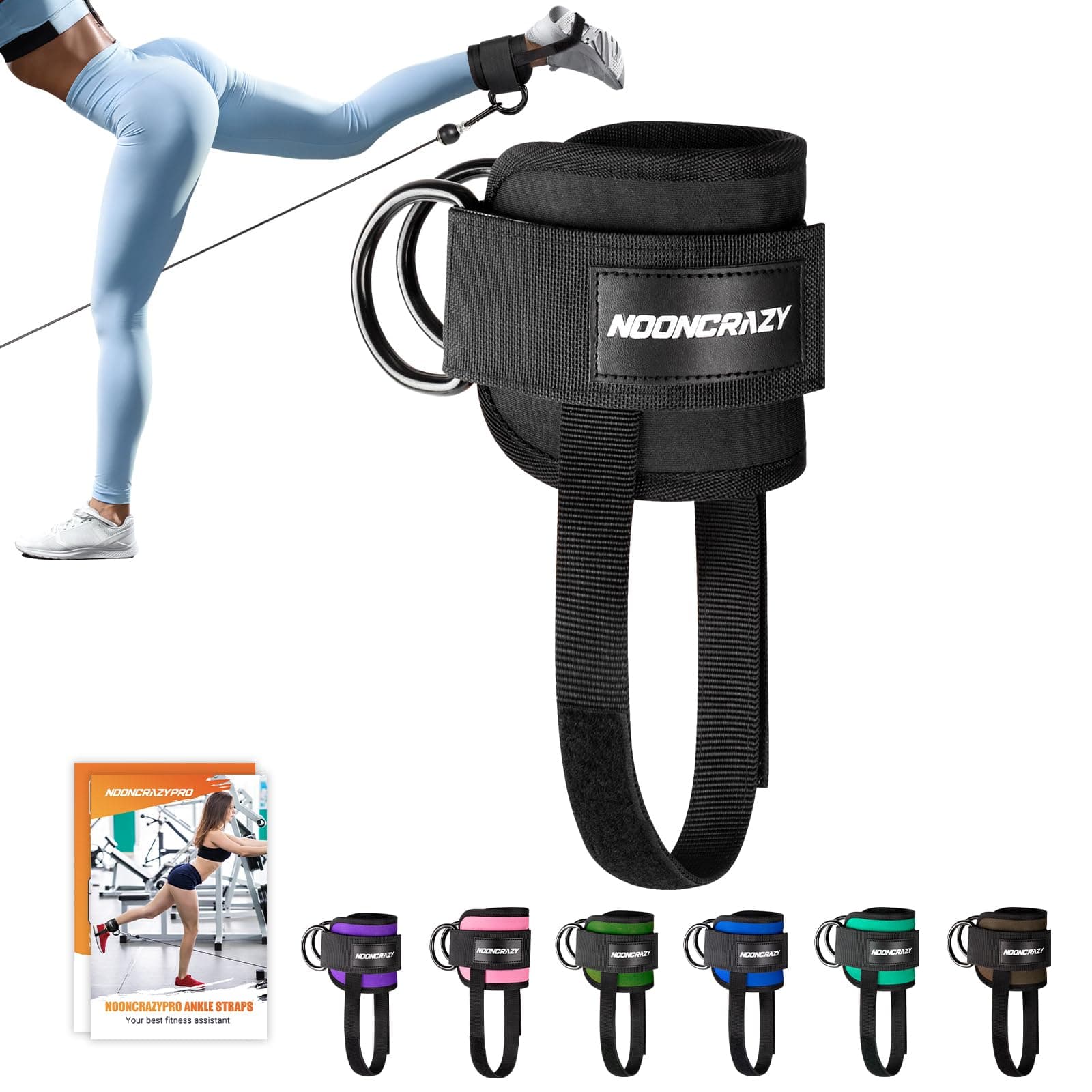 nooncrazy Ankle Strap for Cable Machine Women, Adjustable Gym Cable Ankle Straps for Kickbacks, Glute Workouts, Leg Extensions, Curls, Booty Hip Abductors, Ankle Cuff for Cable Machine Accessories