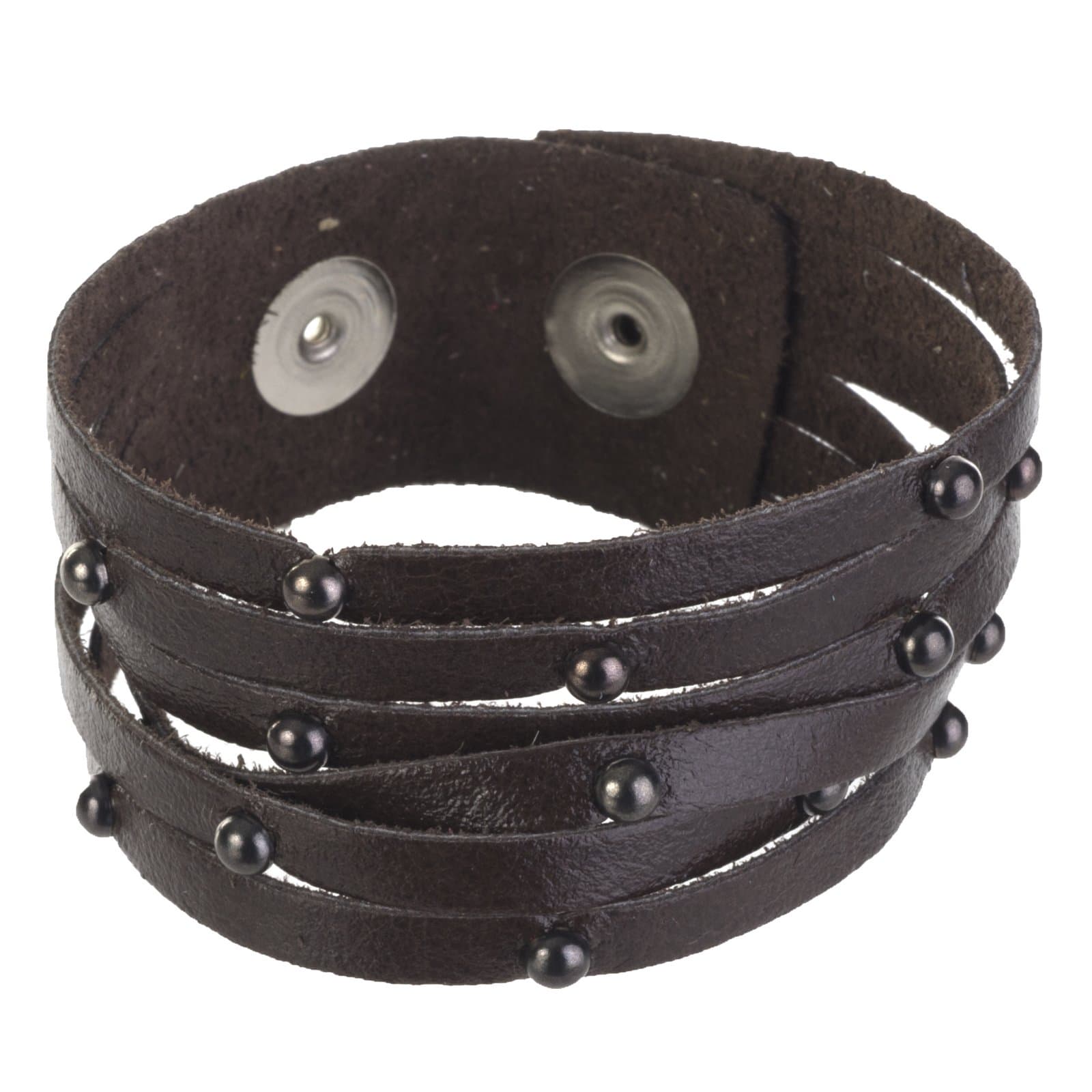 1.25" Fringe Bracelet with Studs, Distressed Brown