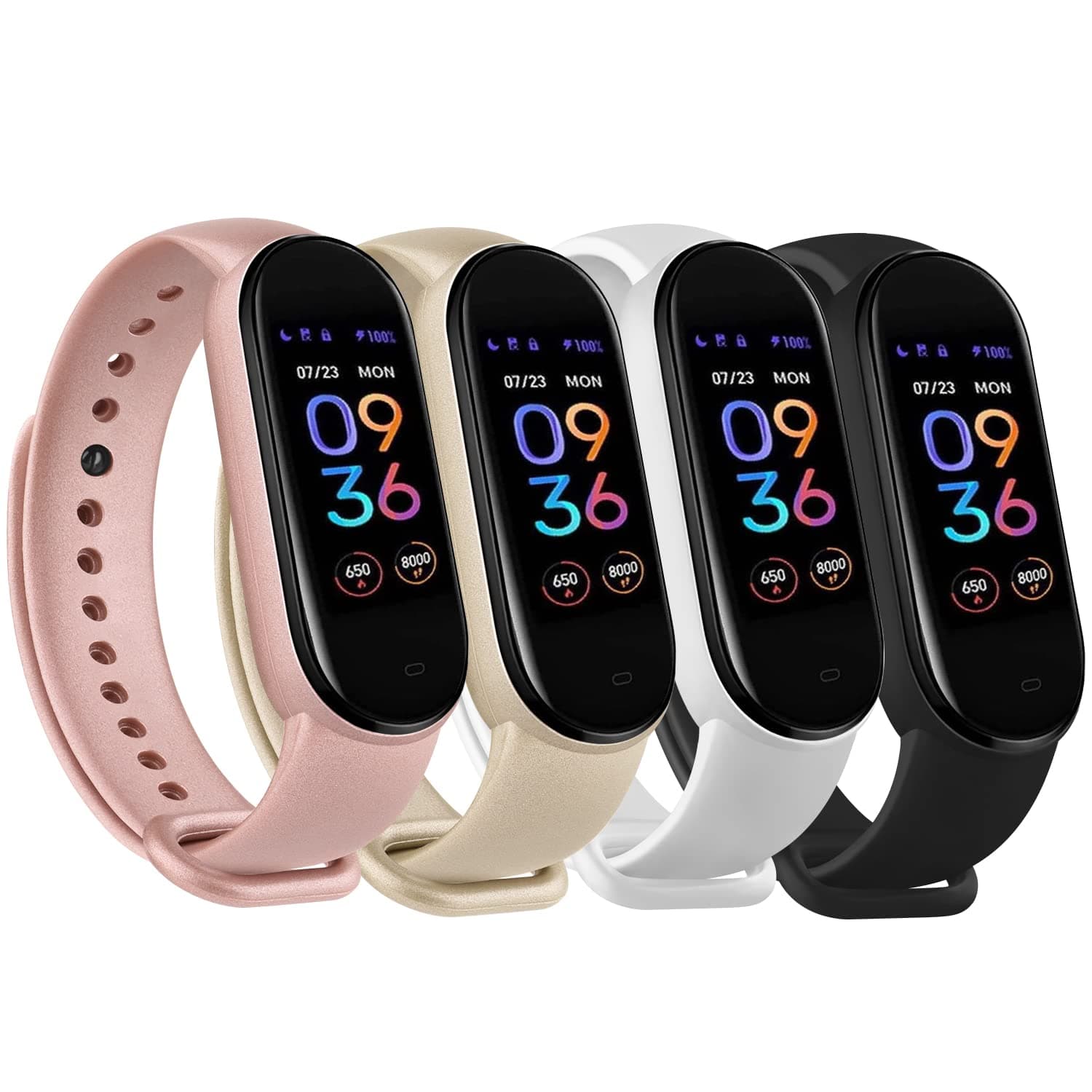 4 PACK Bands for Amazfit Band 5 Replacement Strap, Soft Silicone Sport Strap Wristband Compatible with Amazfit Band 5 Watchband Accessories