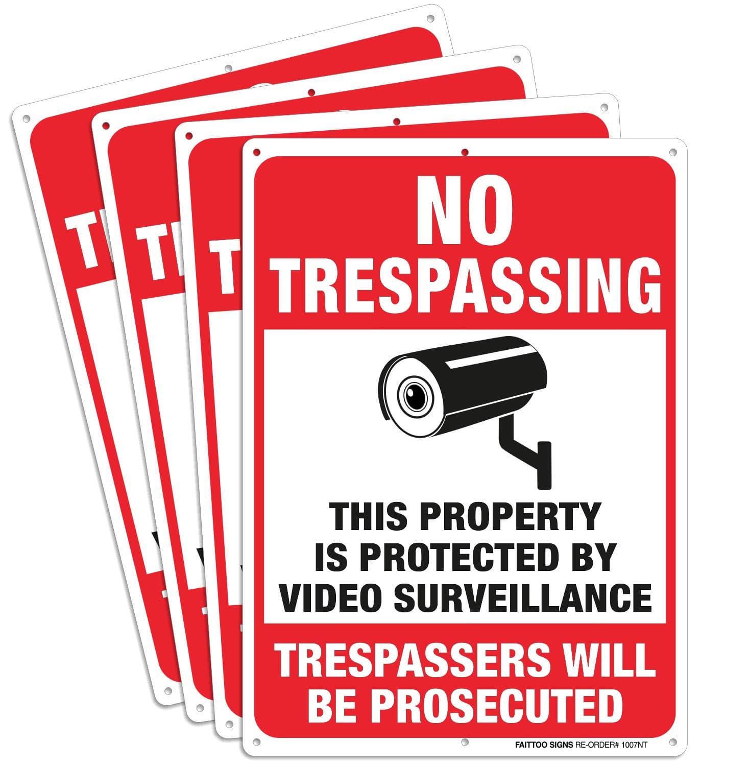 4-Pack 10" x 7" no trespassing sign