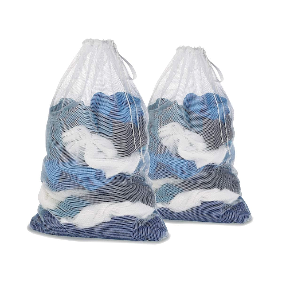 Ruibo Mesh Laundry Bag with Drawstring for Delicates, Washing Machine,Traveling,College,Dirty Clothes/Net Big Size Heavy Duty Reusable Door Foldable/Garment White 2 Pack