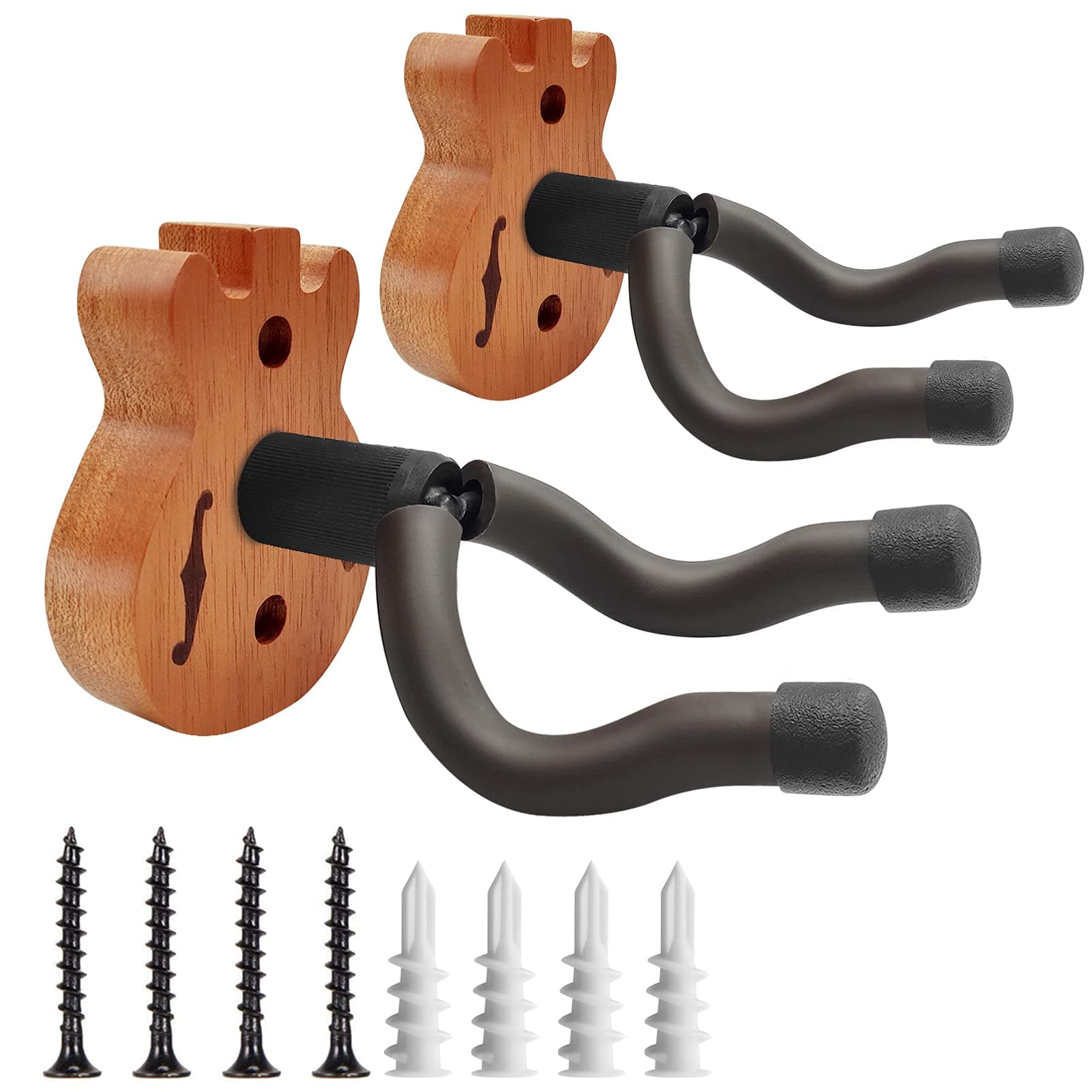 Karbart Guitar Wall Hanger, Guitar Wall Mount,Guitar Wall Bracket for Guitar, violin, Ukelele, Mandolins,Gutair Electric Mahogany Guitar Holder Hanger, Musical Instrument Accessories(2 Pack)