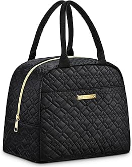 LOKASS Lunch Bag Women Insulated Lunch Box Thermal Lunch Tote Bags for Adults Work(Black-Embroidery)